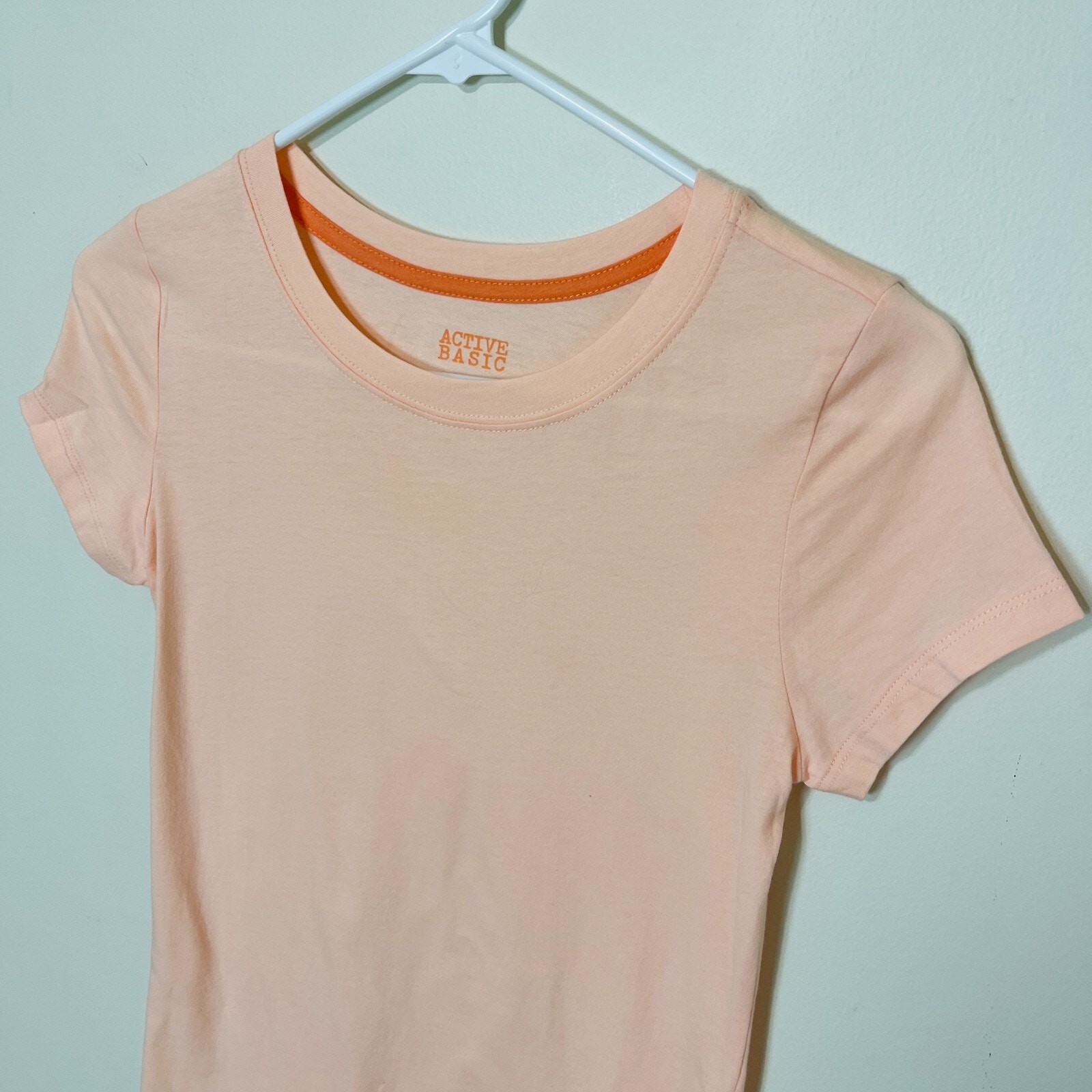 ACTIVE BASIC Round Neck Short Sleeve Basic Top Women Color Coral Medium