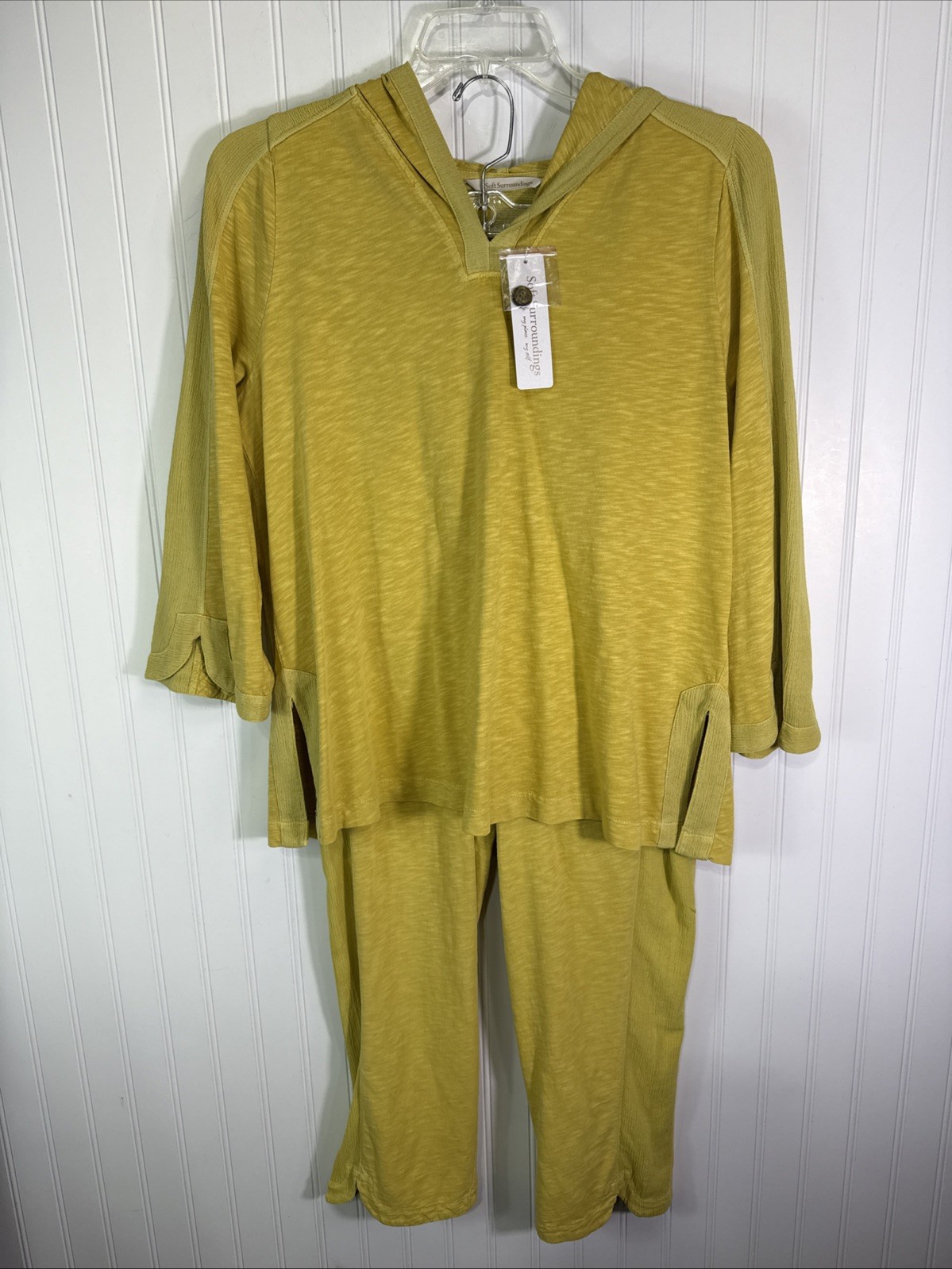 Soft surroundings Maritza Cotton Gauze Tunic Pants Set Gold PL Loungewear Hoodie