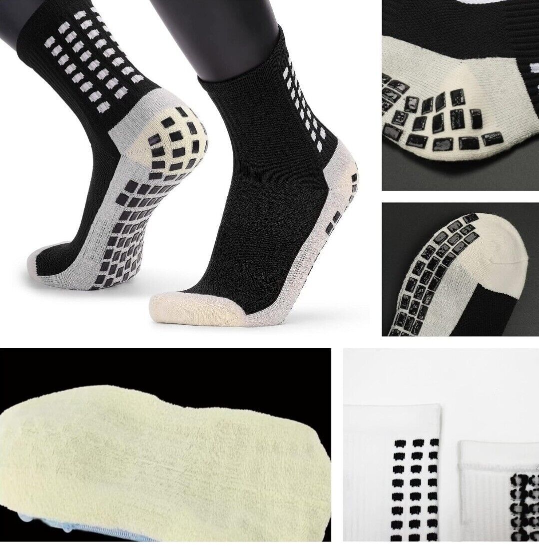 3 Pair Sport Socks Anti Slip W/ Grip Soccer Men Football Basketball Sock Premium