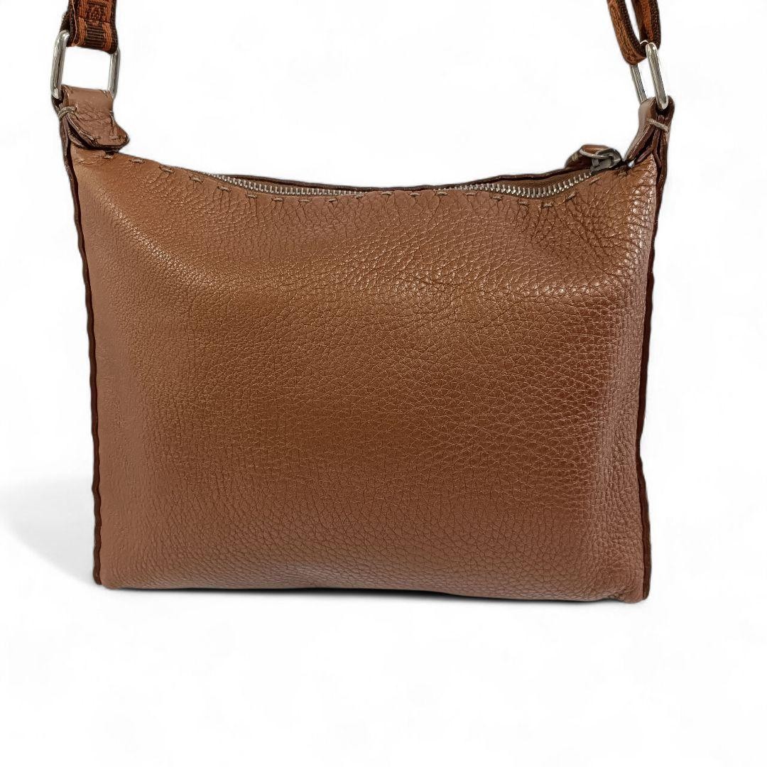 FENDI Shoulder Bag Selleria Camel Leather Size: W9.4 x H7.9 in. Vintage