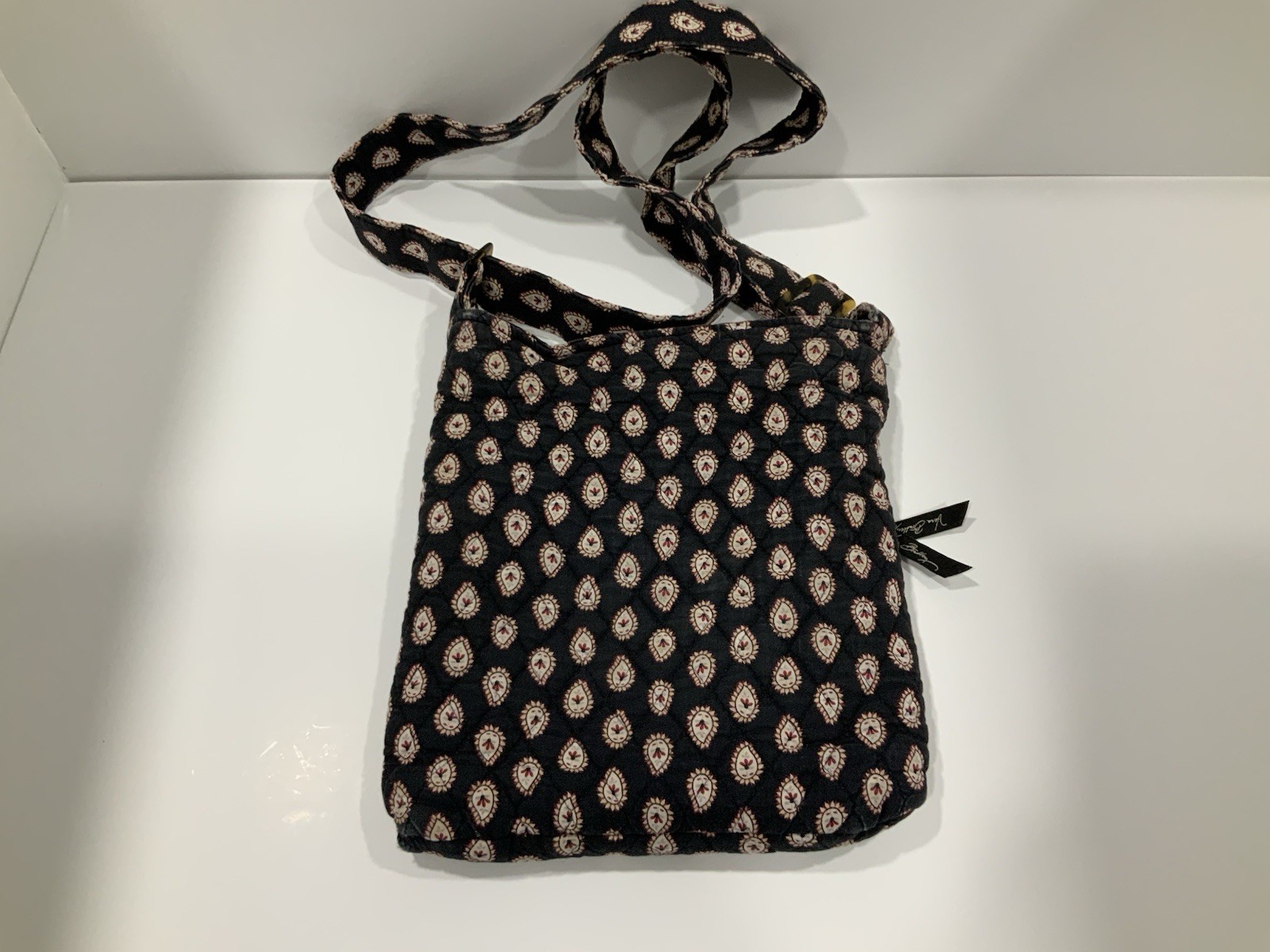 Vera Bradley Classic Black Hipster Crossbody Bag Retired Quilted Adjustable Purs