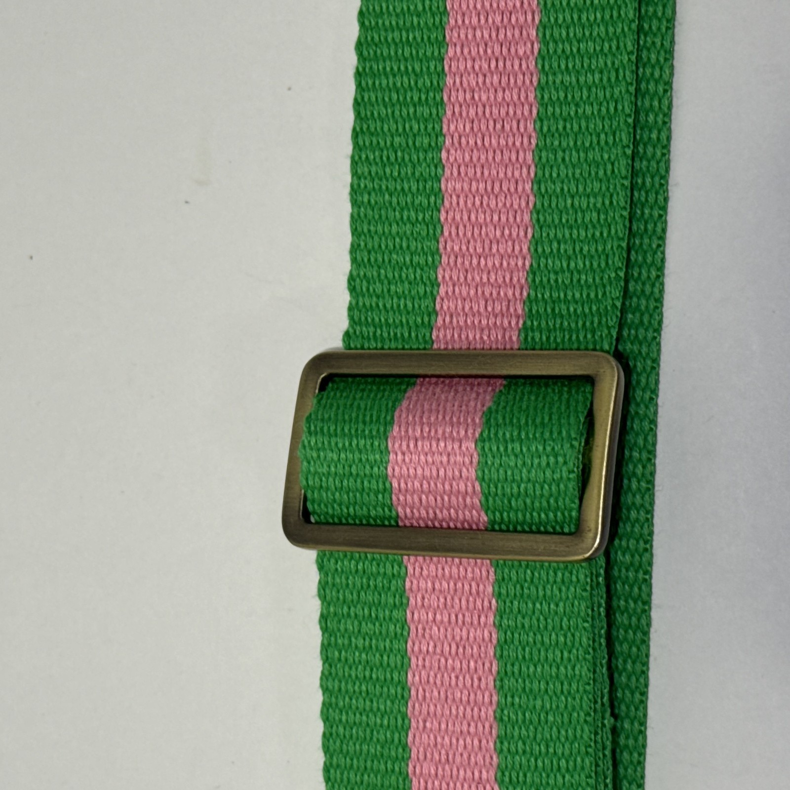 Green Pink Wide Adjustable Purse Shoulder Strap Brass Tone Clips