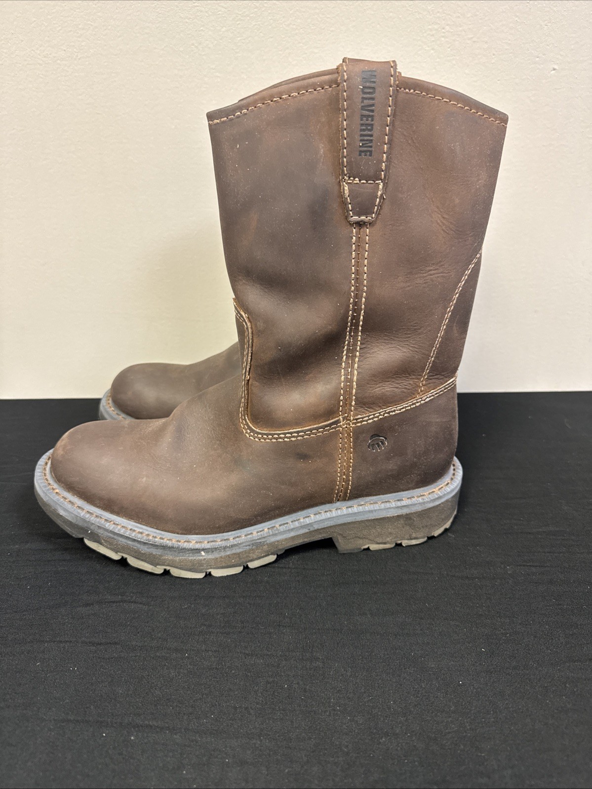 Wolverine Wellington W04727 Dark Brown Leather Western Work Boots Mens Sz 8.5 EW