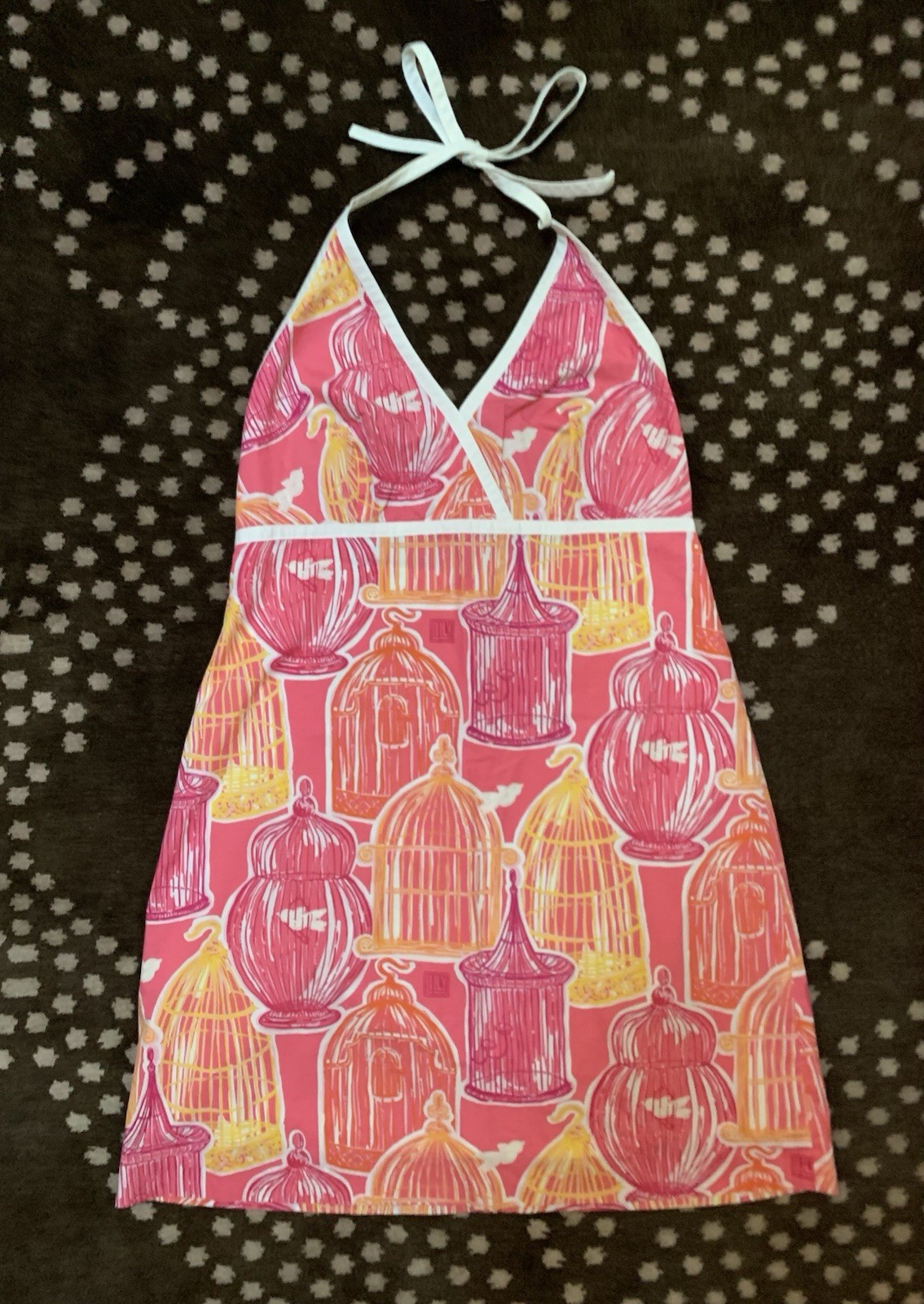 Lilly Pulitzer Britt Halter Dress In Birdcage Print Size 10