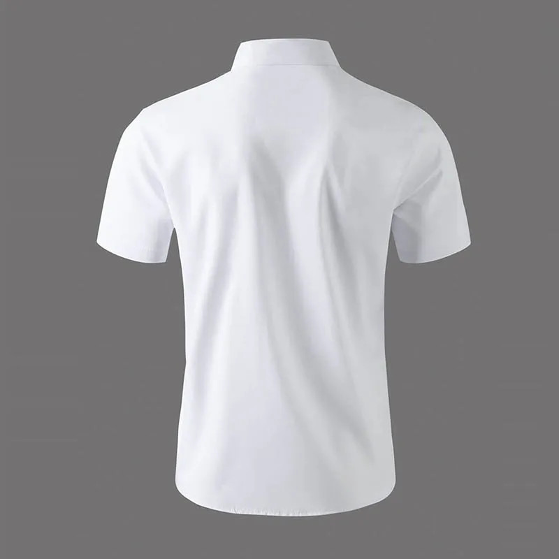 New Men’s Business Casual Solid Color Short Sleeved Shirt for Summer Fashion No