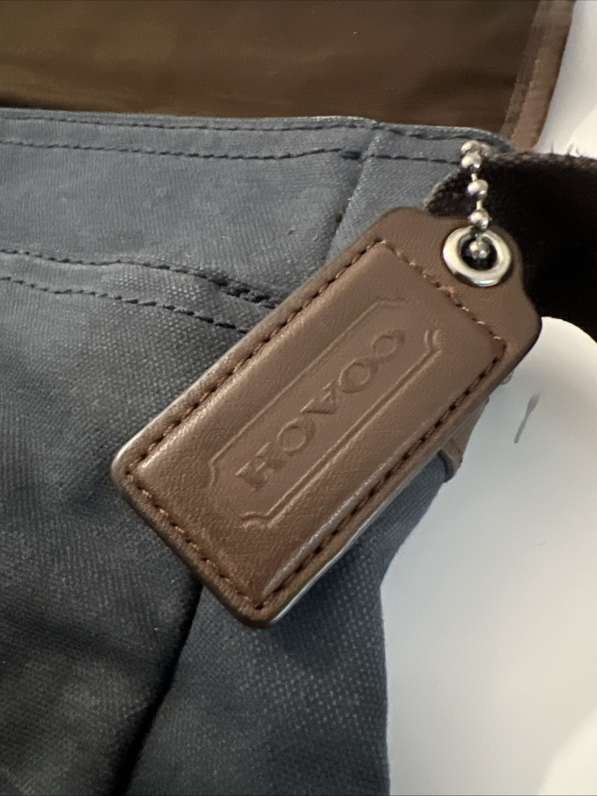 COACH Camden Messenger Bag Brown Grayish-blue Canvas Leather Trim 70829