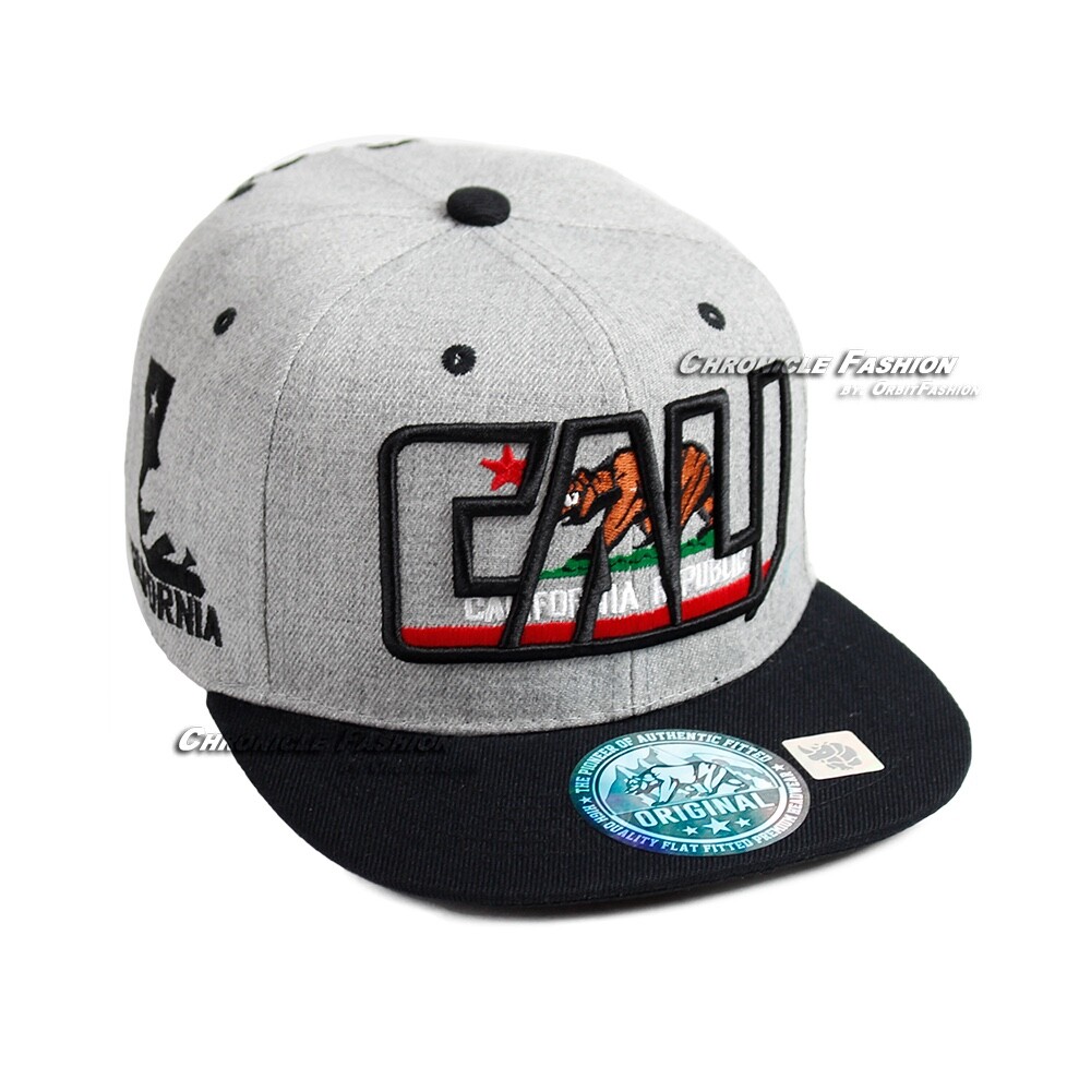 Baseball Cap California Republic Cali Bear Snapback Adjustable Hat Flat Bill Men
