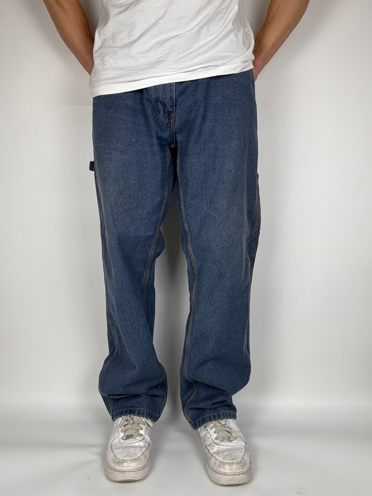 Vintage Key 2000’S Y2K Relaxed Fit Dark Wash Denim Carpenter Jeans W40 x L32