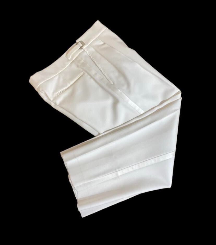 Men’s White Pleated Tuxedo Pants-Adjustable Waist Easter Church Easy Care