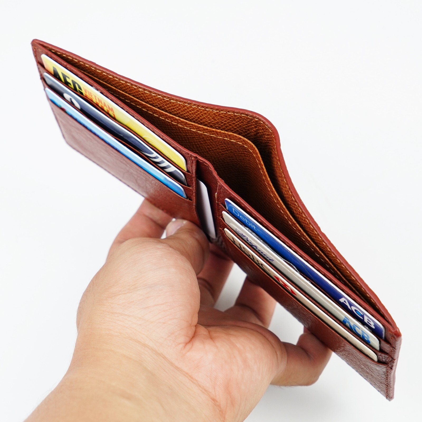 Real Ostrich Leather Brown Bifold Wallet Men’s Skin Wallet Father’s Day