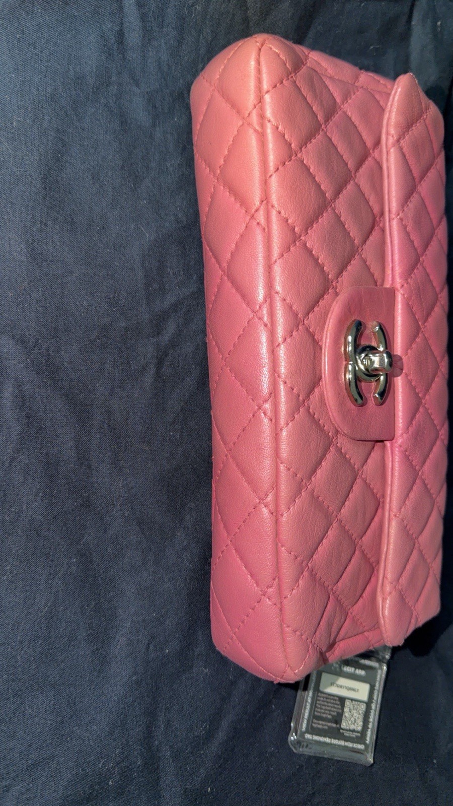 CHANEL Pink Quilted Chain Crossbody Flap Bag Turn Lock Silver + Dust Bag