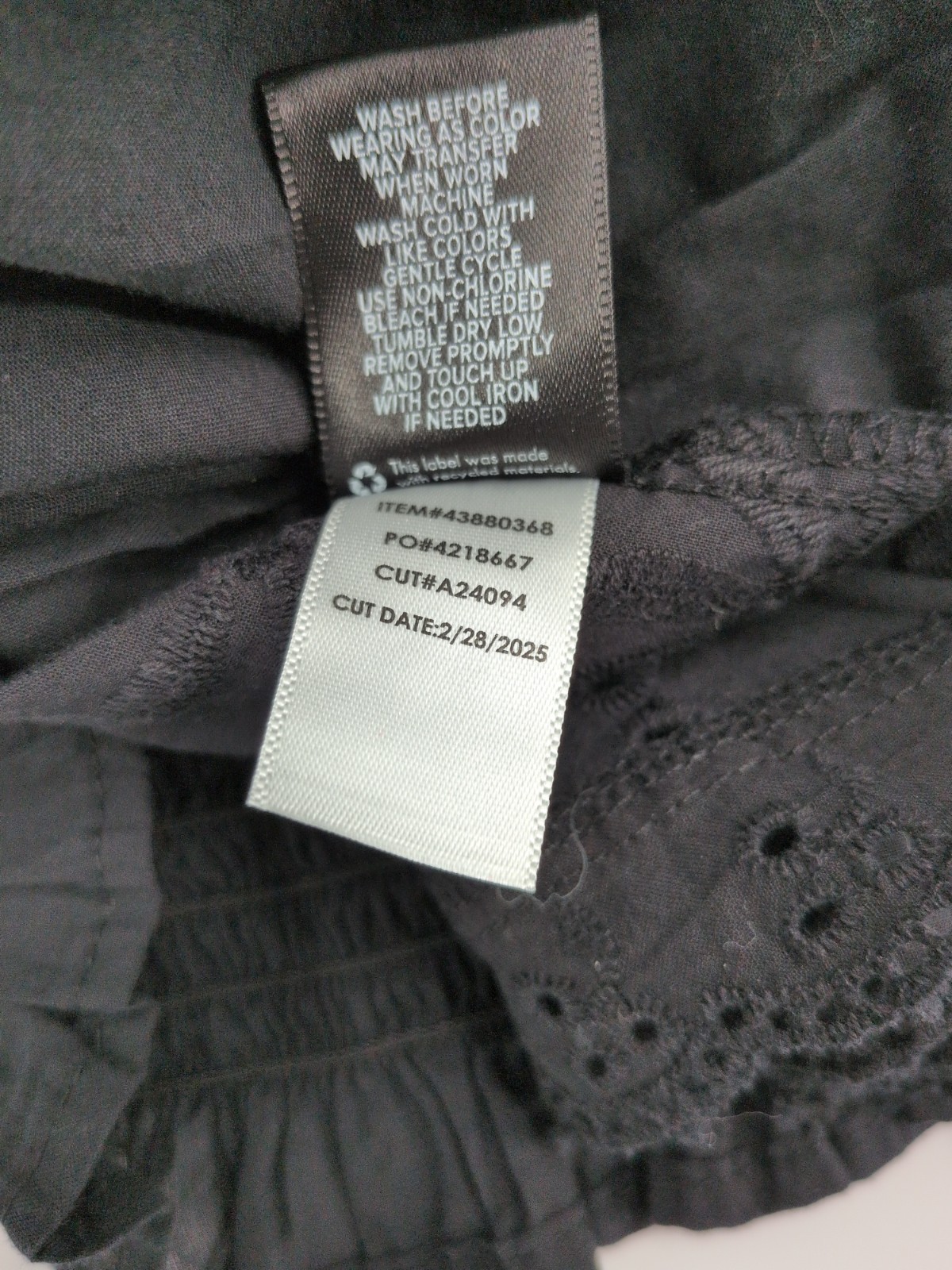 NWT Lace-Up Eyelet Bustier Corset Black Sz 3X Cotton Floral Embroidery Fabric