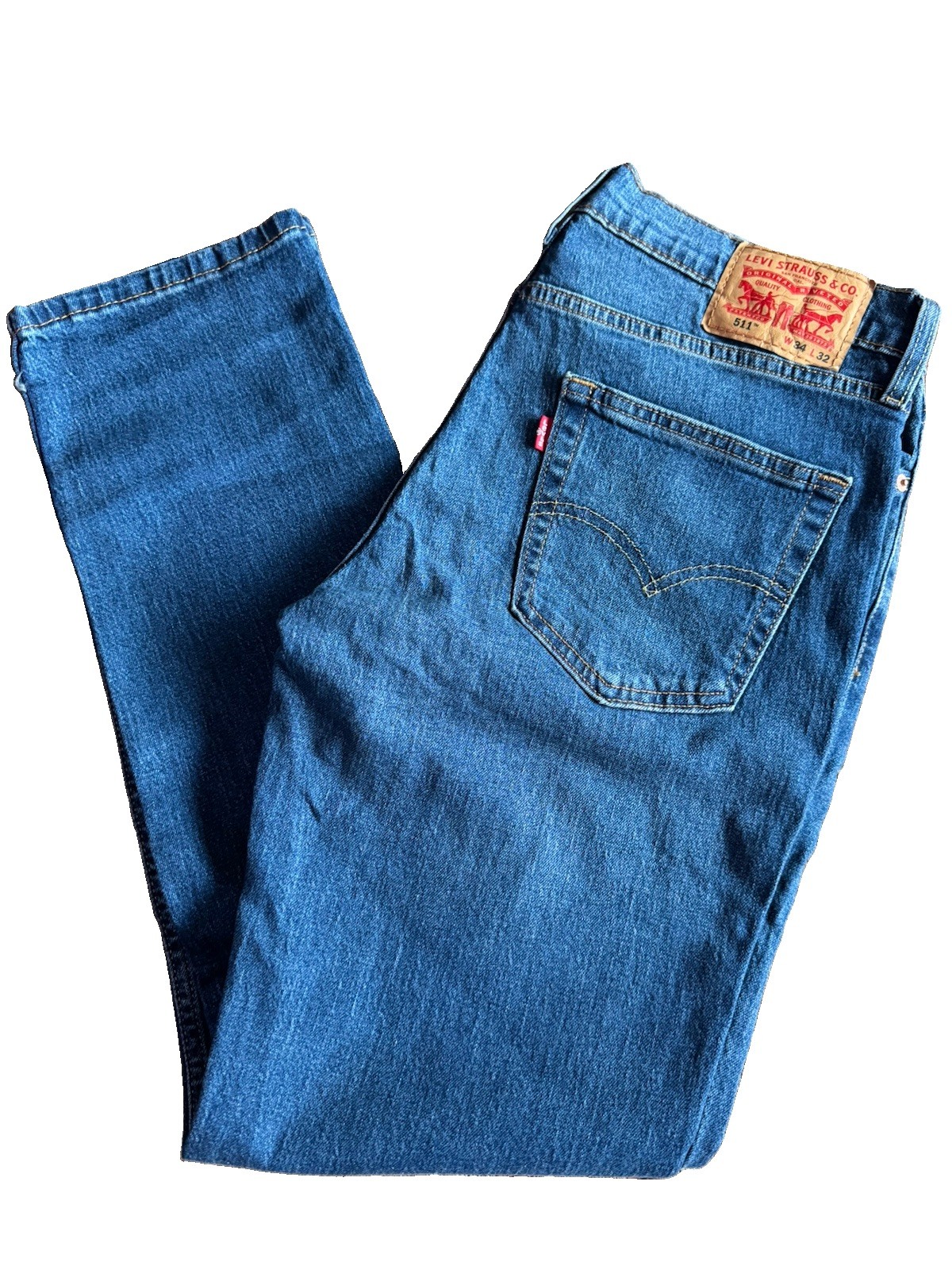 Levis 511 Slim Fit Stretch Jeans Size 34 X 32 Medium Wash NEW