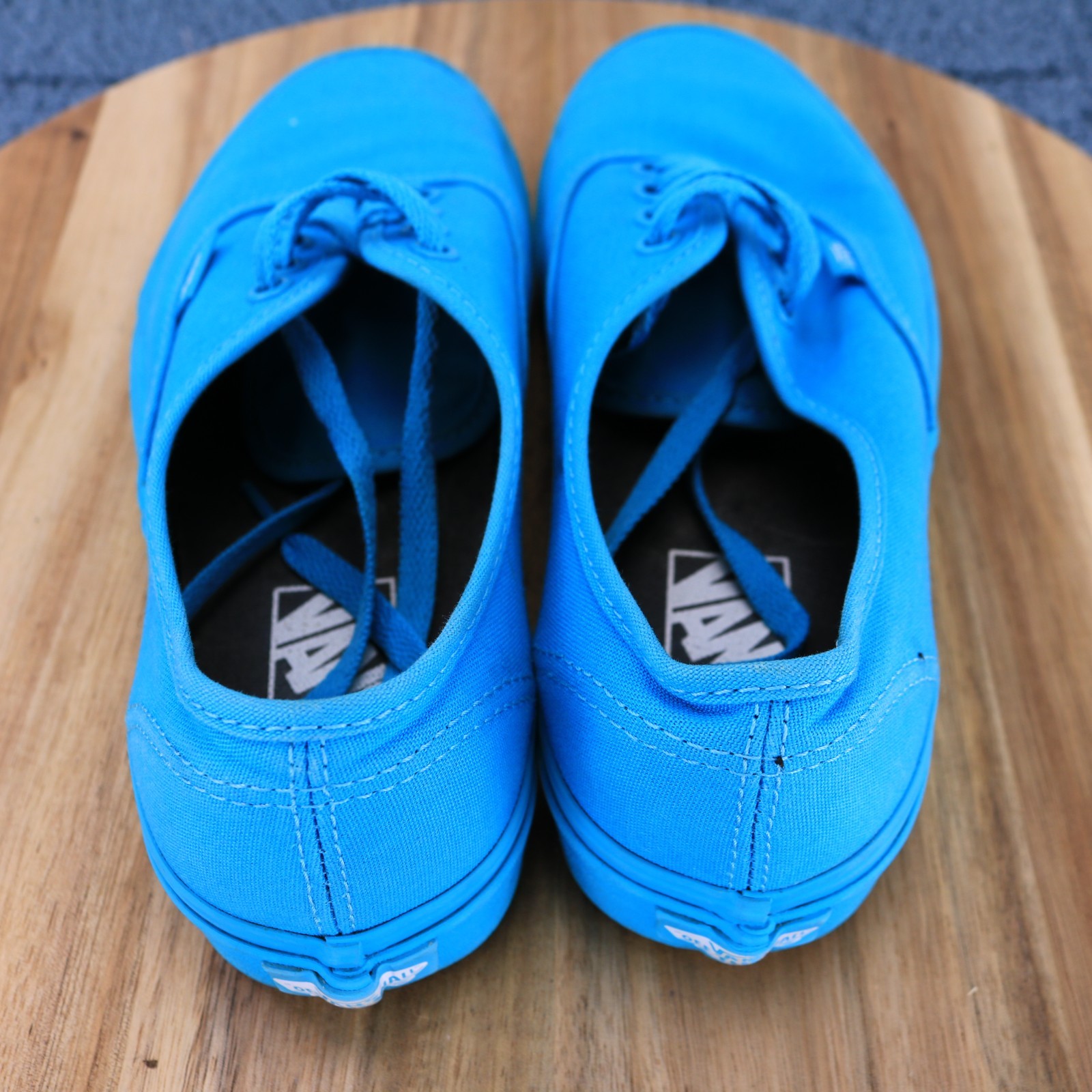 Vans Mono Turquoise Blue Low Lace up Canvas Sneaker Shoes Size Men 5.5 / Women 7
