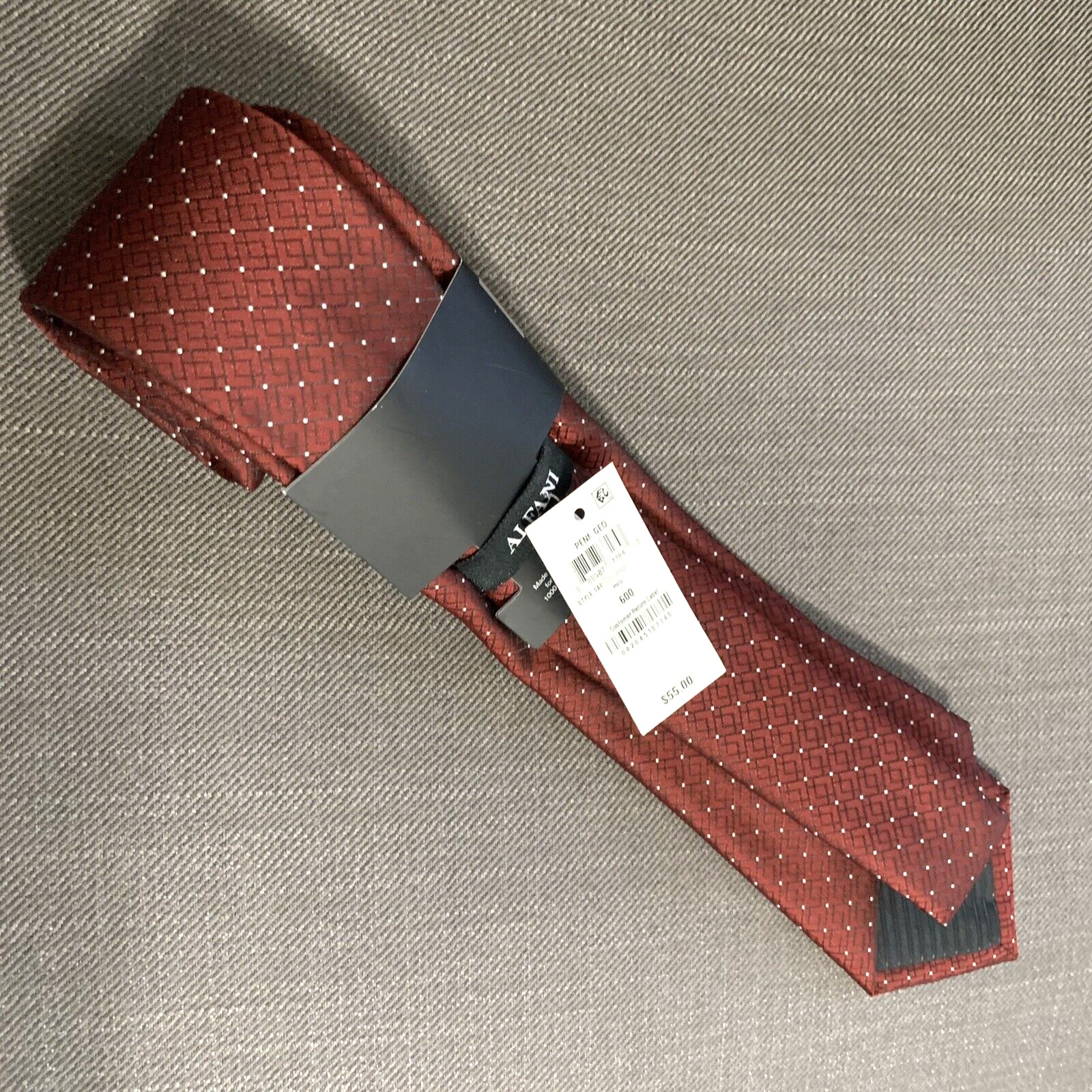 Alfani Men’s Slim Neck Tie ALFATECH Penn Geo Red