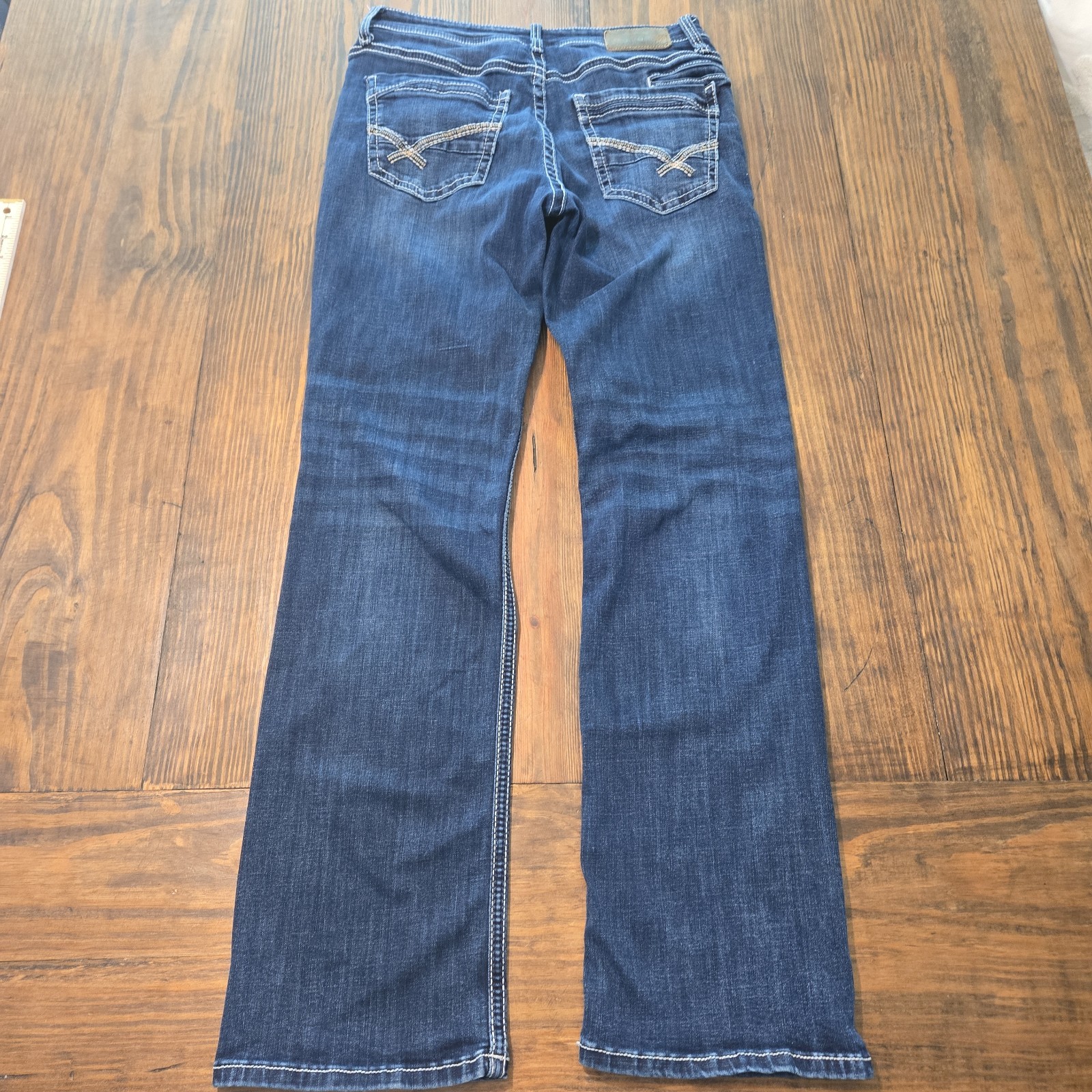 BKE Buckle Jake Straight Jeans Mens 32×34 Mid Wash Blue Premium Stretch Denim