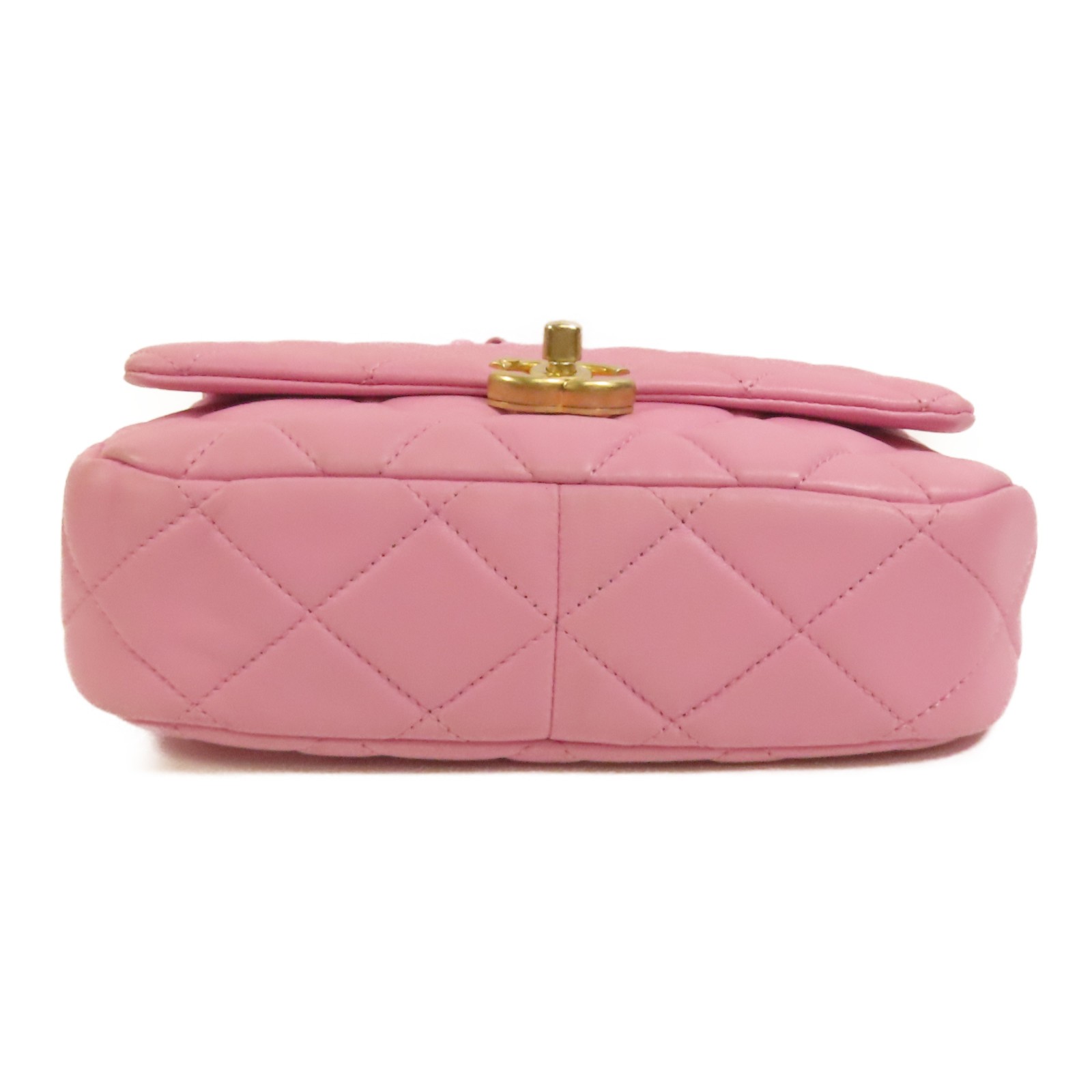 CHANEL CC GHW Chain Shoulder Bag Lambskin Leather Pink