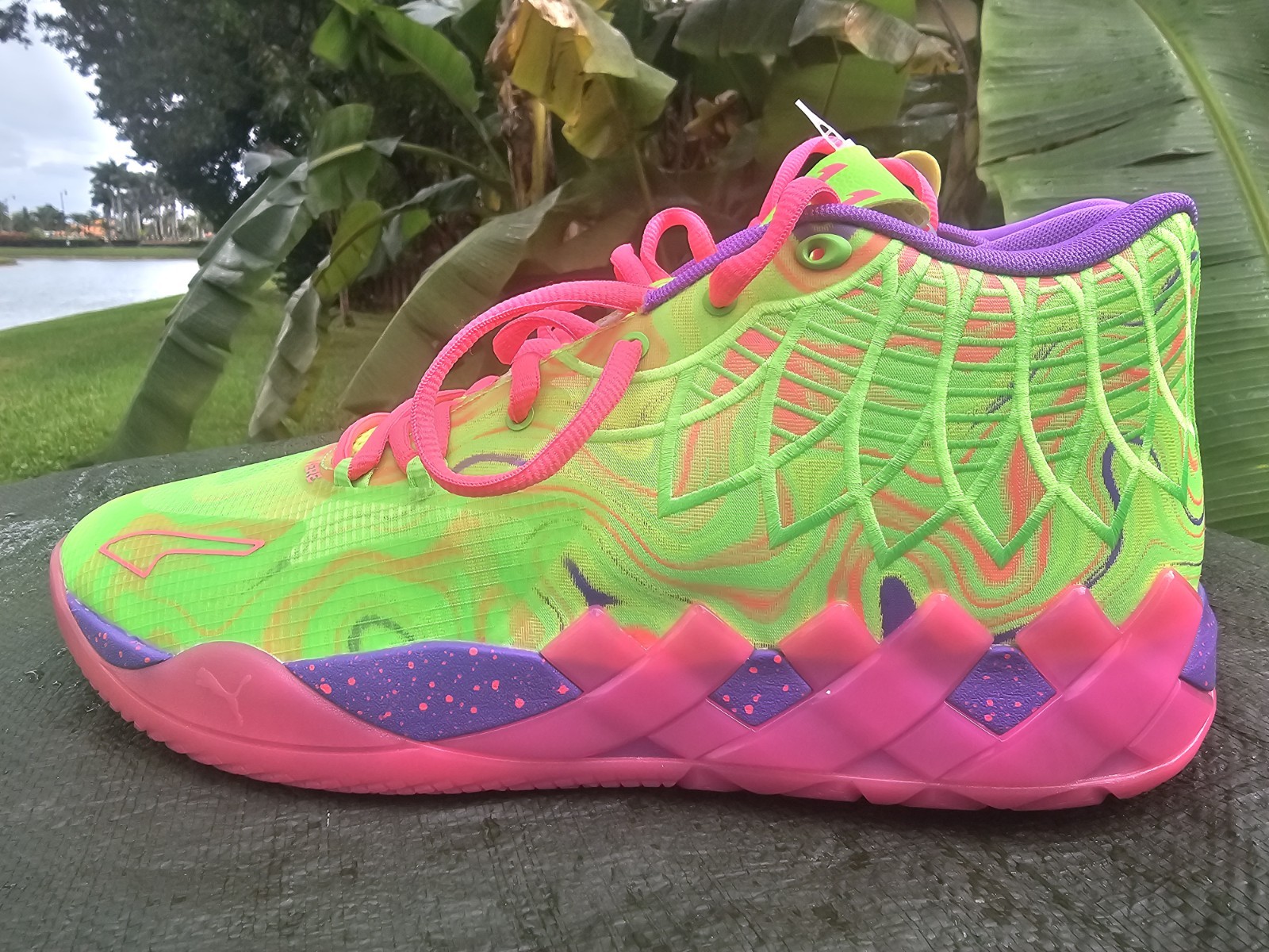 Size 13 Puma MB.01 Men Basketball Shoe Green/Pink/Purple LaMelo Ball 310437 01