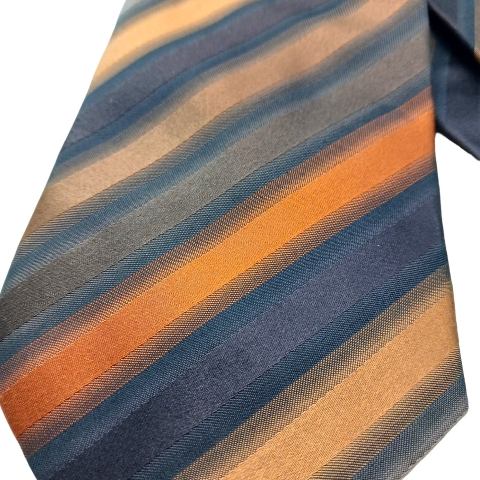 Orange Mens Tie Diagonal Stripes Shimmery Silk 60 in Classic 3 3/4 in wide