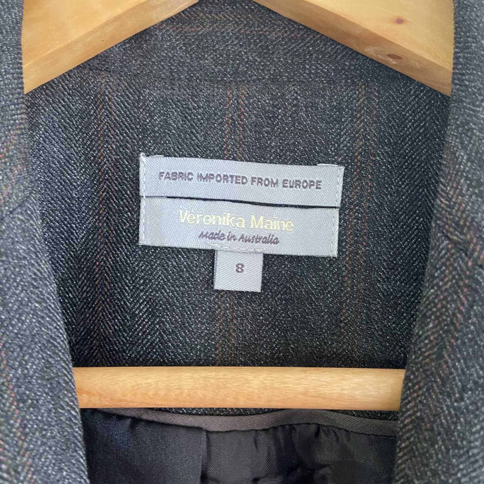 Veronika Maine Blazer Size AU 8 / US 4 Grey Lightly Striped Winter Corporate