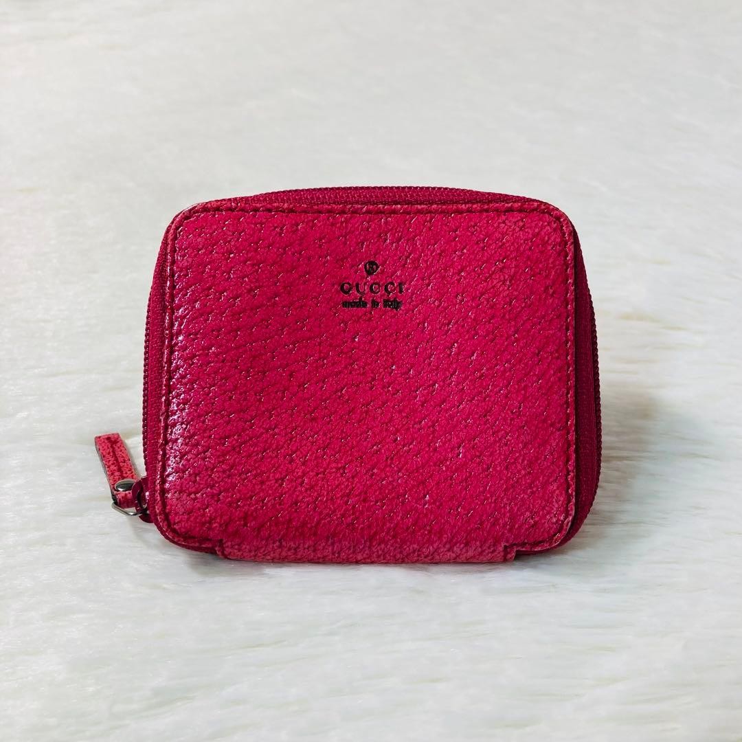 Rare Model Beautiful Condition GUCCI Coin Case Small Item Holder Zipper Pink