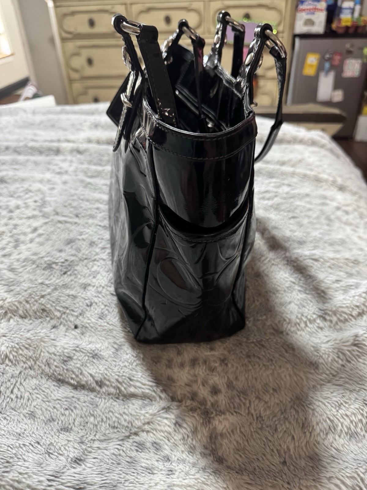 Coach Black Patent Leather Embossed Authentic Tote