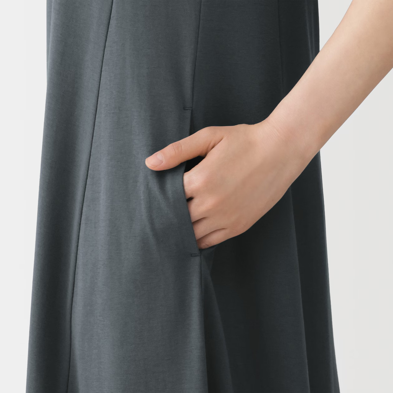MUJI Womens 100% Organic Cotton Cool Touch Sleeveless Dress Khaki Green FedEx