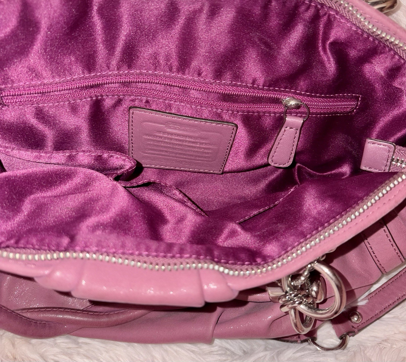 Coach Madison Sophia Medium Pink Berry Leather Satchel Handbag $398