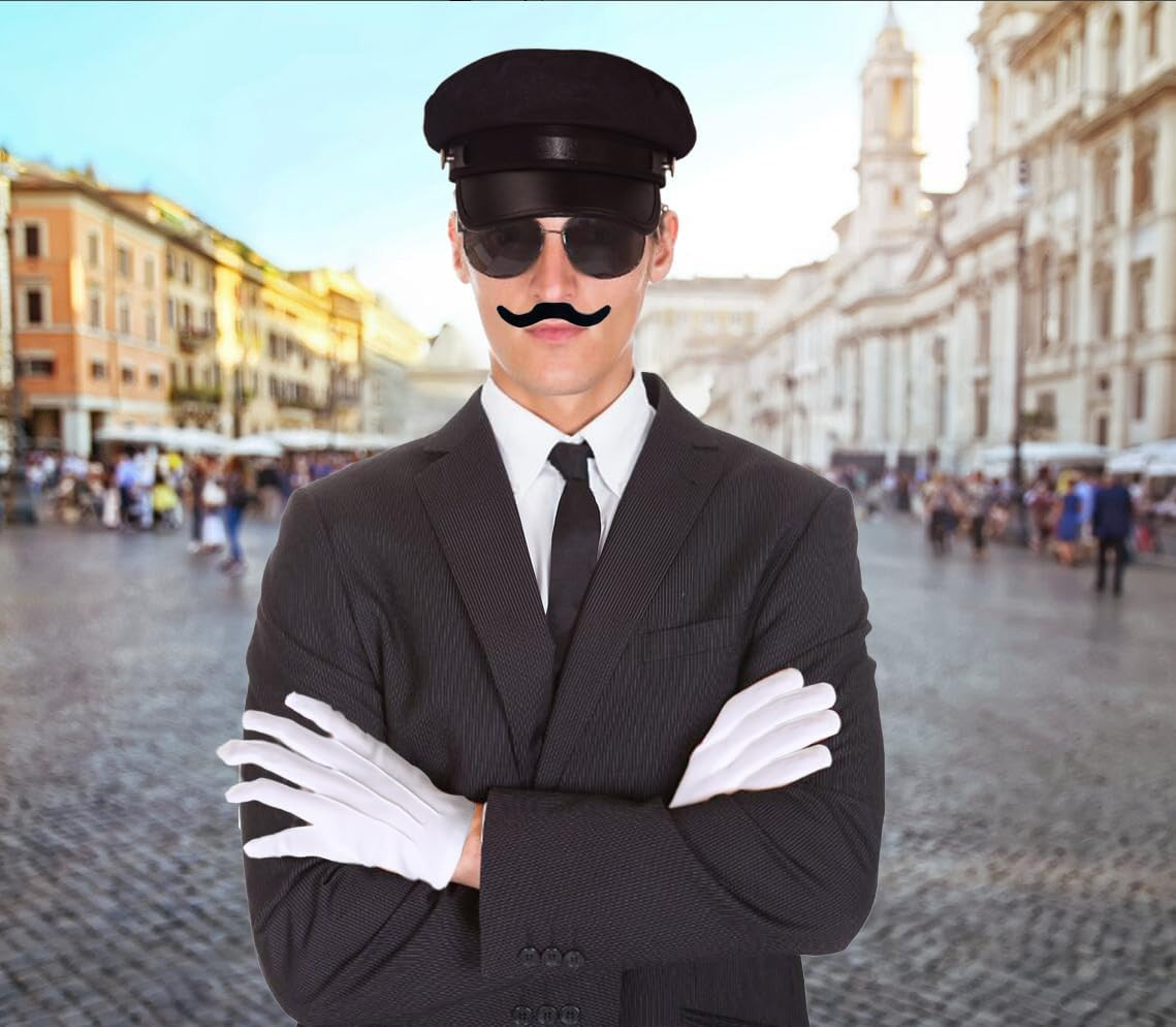 10Pcs Chauffeur Costume Accessories Set Black Limo Driver Hat Taxi Driver Gloves