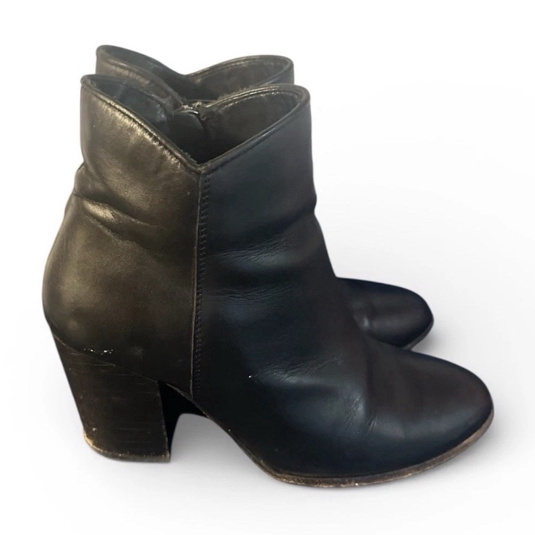Thursday Boot Co Black Uptown Boots Zipper Leather Heel Bootie 5.5 Handmade