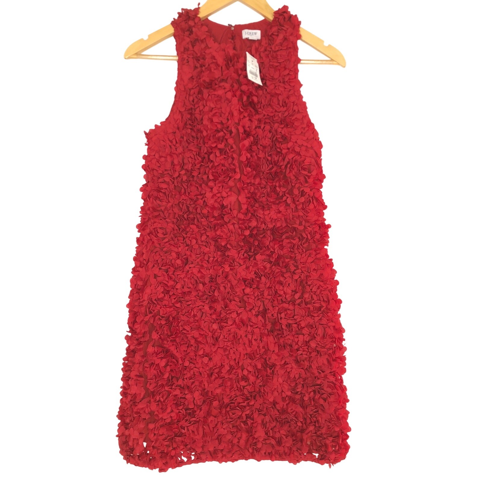 J. Crew Rosette Dress 3D Flower Petal Sleeveless Mini Sheath Deep Ruby Red NWT 4