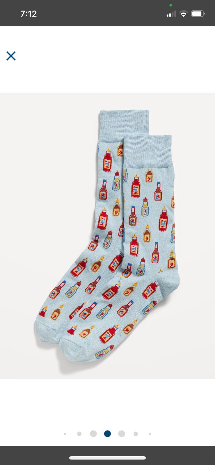 Old Navy Mens One Size Blue Multicolor Hot Sauce Printed Novelty Statement Socks