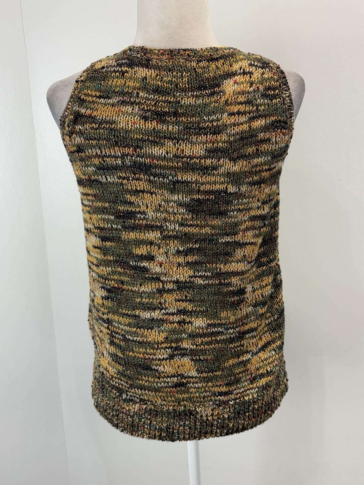 LOFT Marled Knit Sleeveless Sweater Sz Medium Women’s Olive Green Yellow