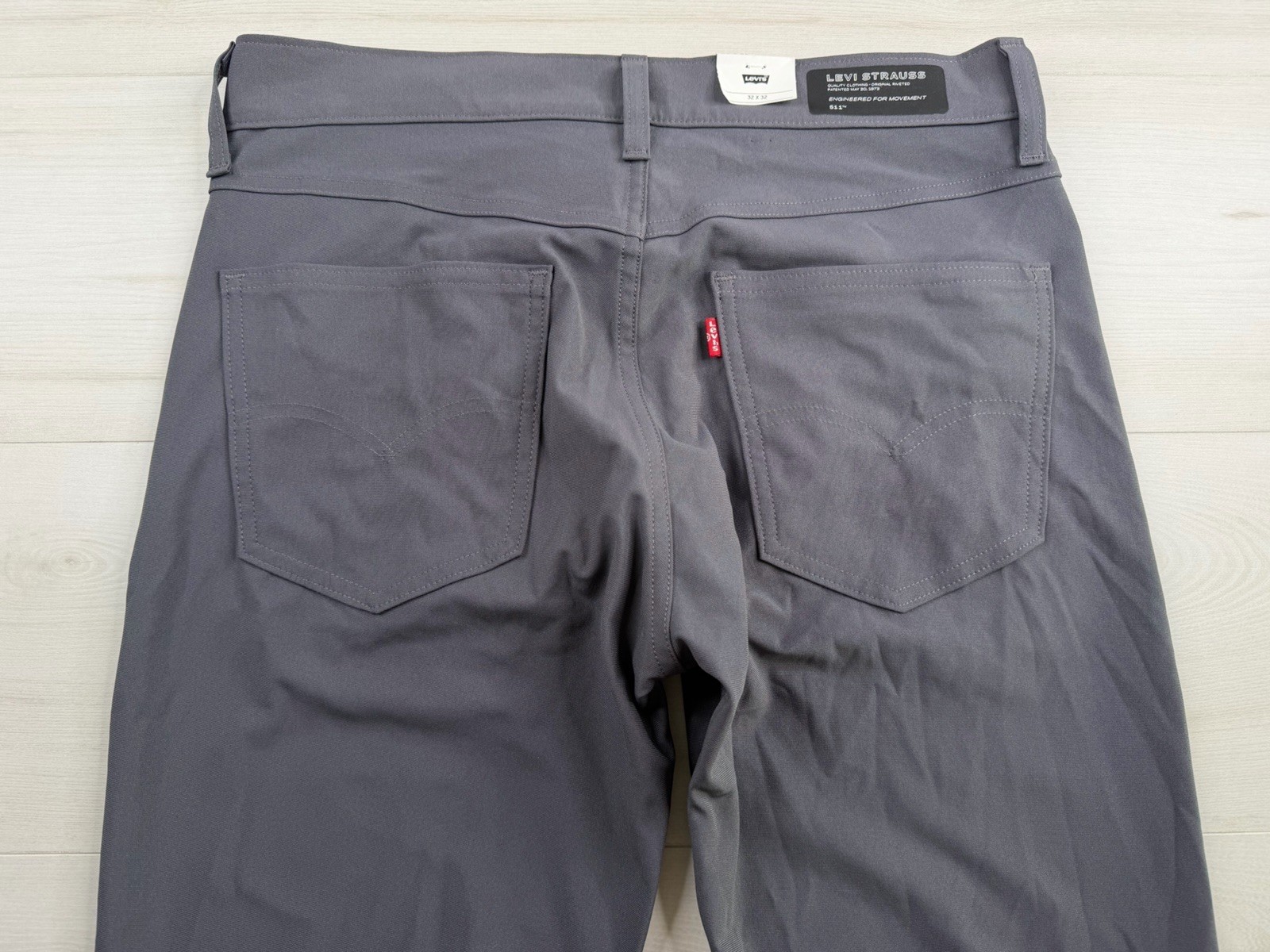 Levis 511 Slim Tech Pants Gray Performance Stretch UPF 50 Quick Dry 32×32 NWT