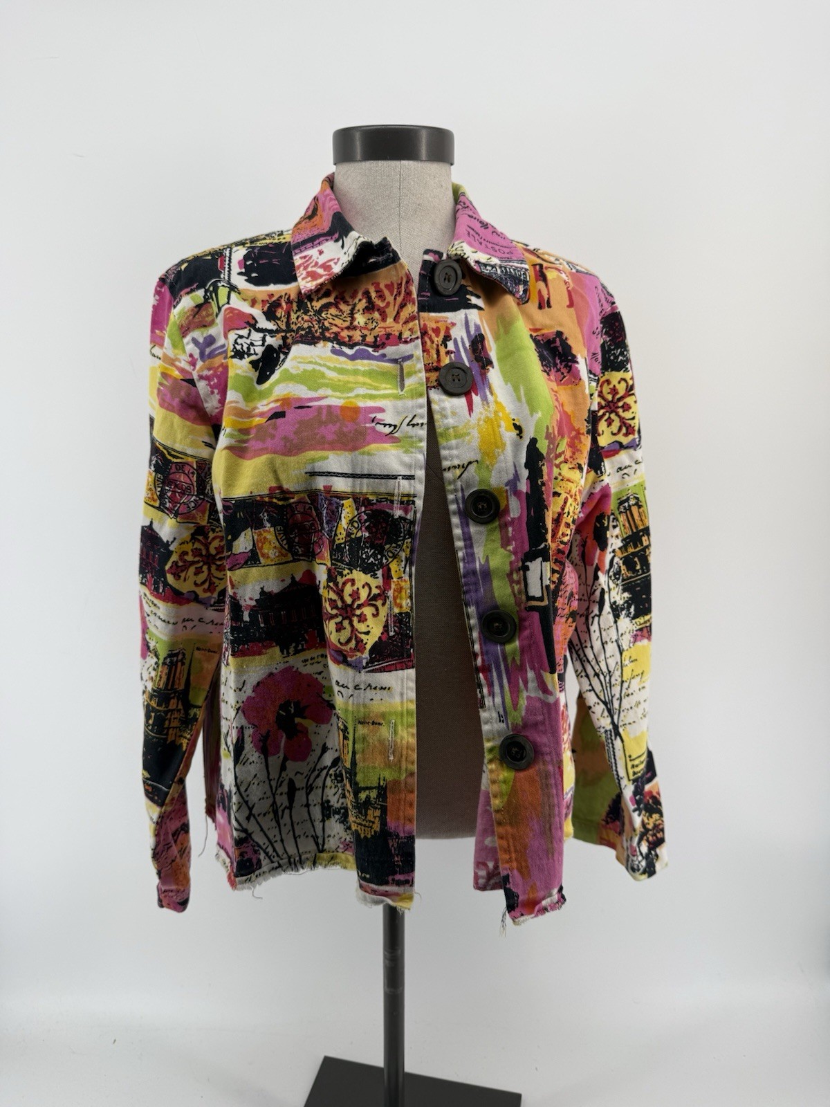 New Directions Artsy Collage Jacket L Paris France Retro Statement art to wear