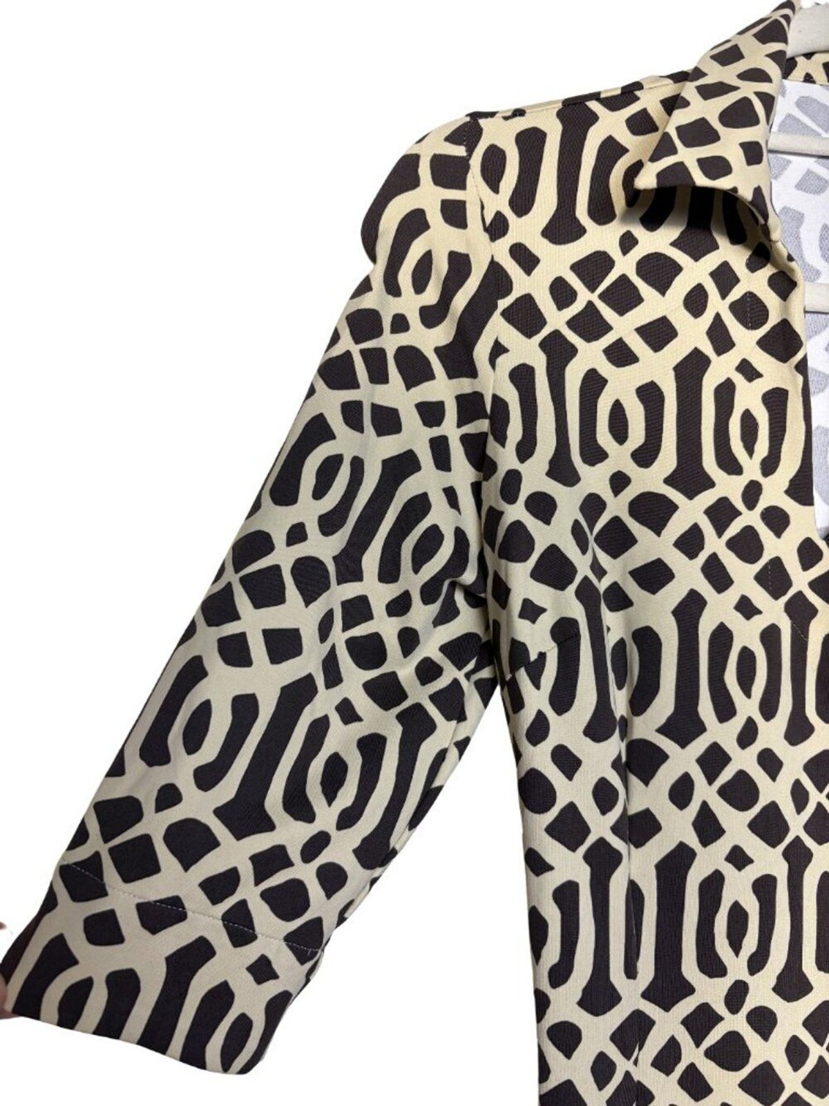 J.McLaughlin Catalina Cloth Faux Wrap Dress Women XS Black Tan Geometric