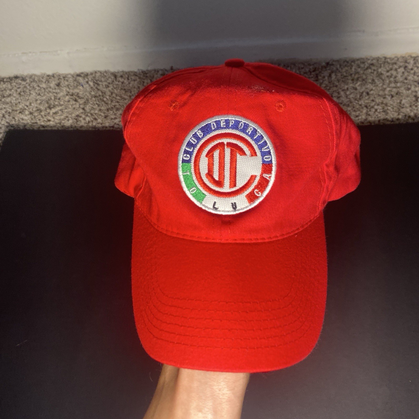 Toluca “Siempre Diablos” Cap Adjustable Strap Red Embroidered Logo/Gorra Liga MX