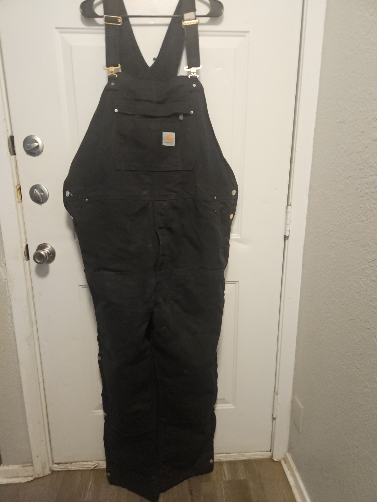 Carhartt 104393 BLK Quilt Lined Duck Bib Overalls Black 2XL Regular