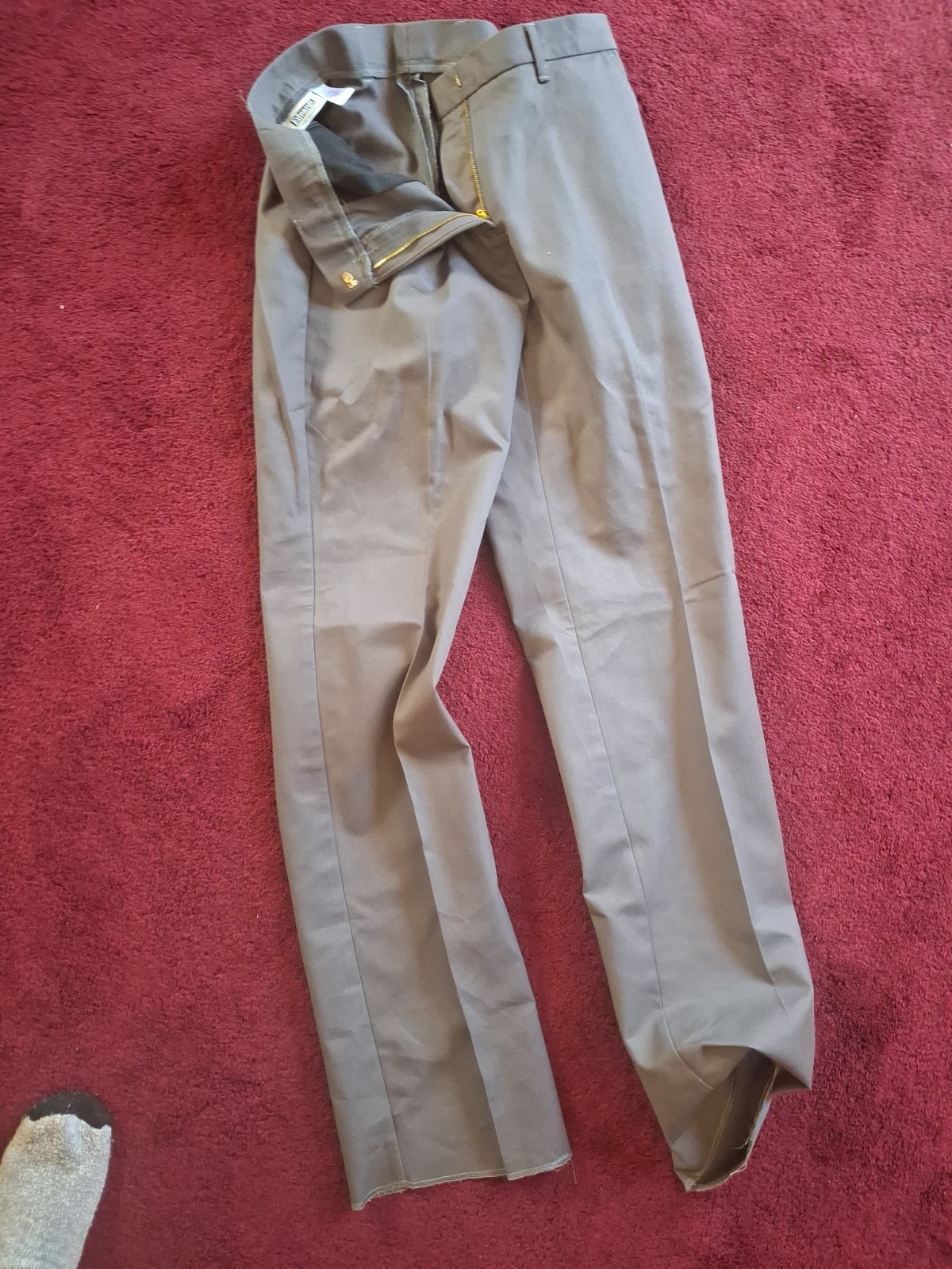 Brand New Size 10 Dark Grey No Hem Edward Flat Front Work Pants