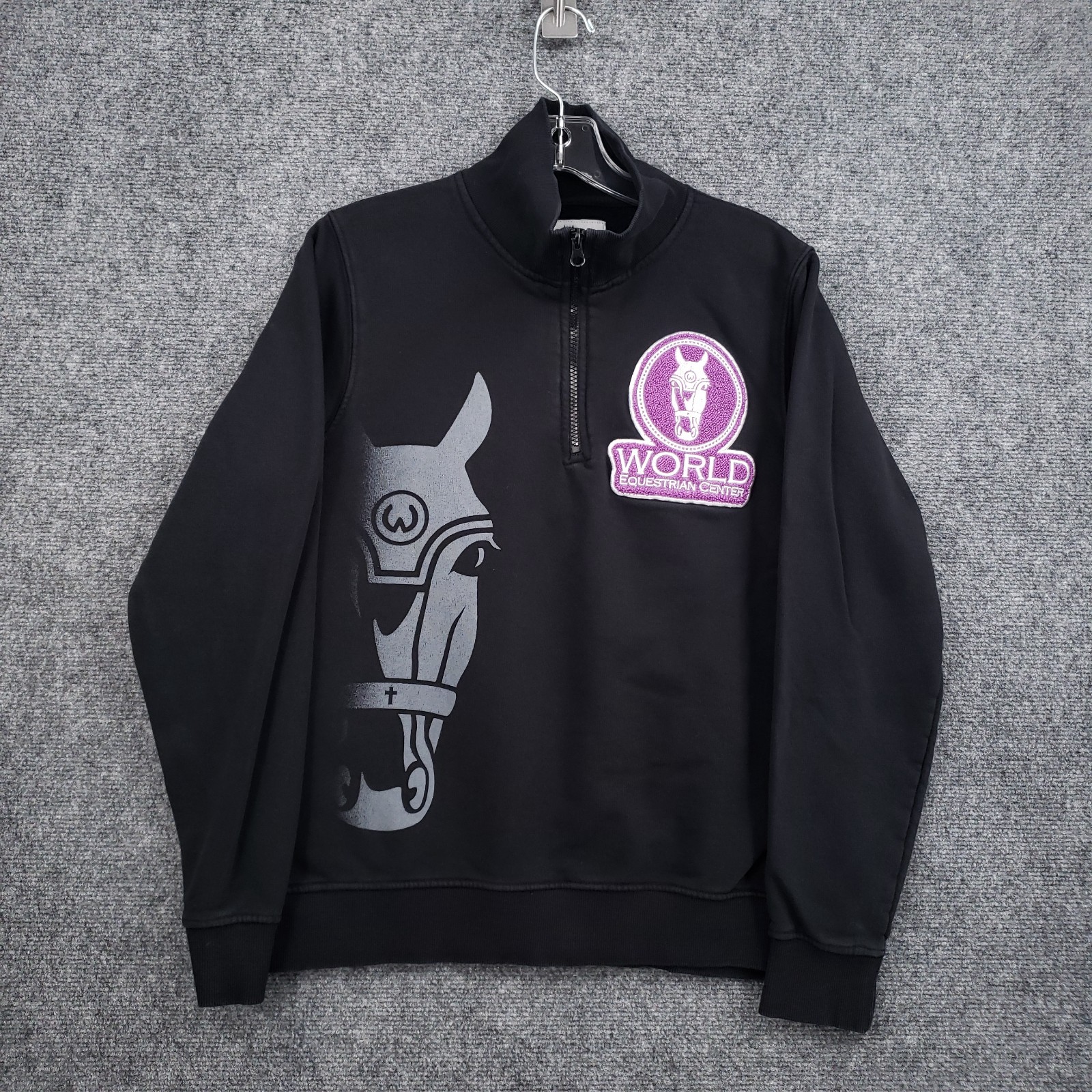 World Equestrian Center Quarter Zip Sweatshirt Pullover Womens S Black Horse