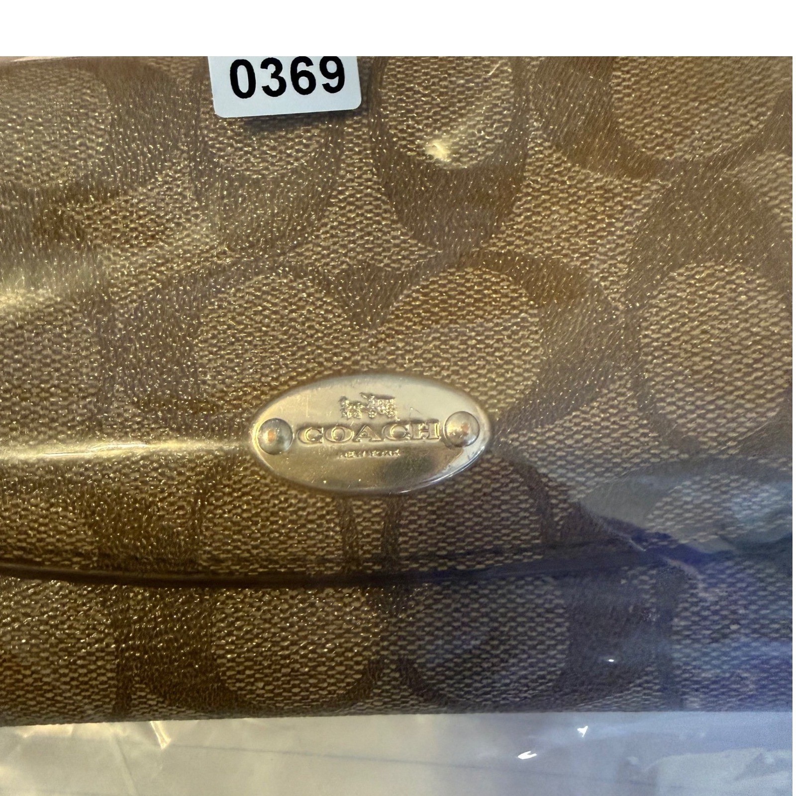 Coach Signature Monogram Slim Envelope Wallet Brown Blue F52601