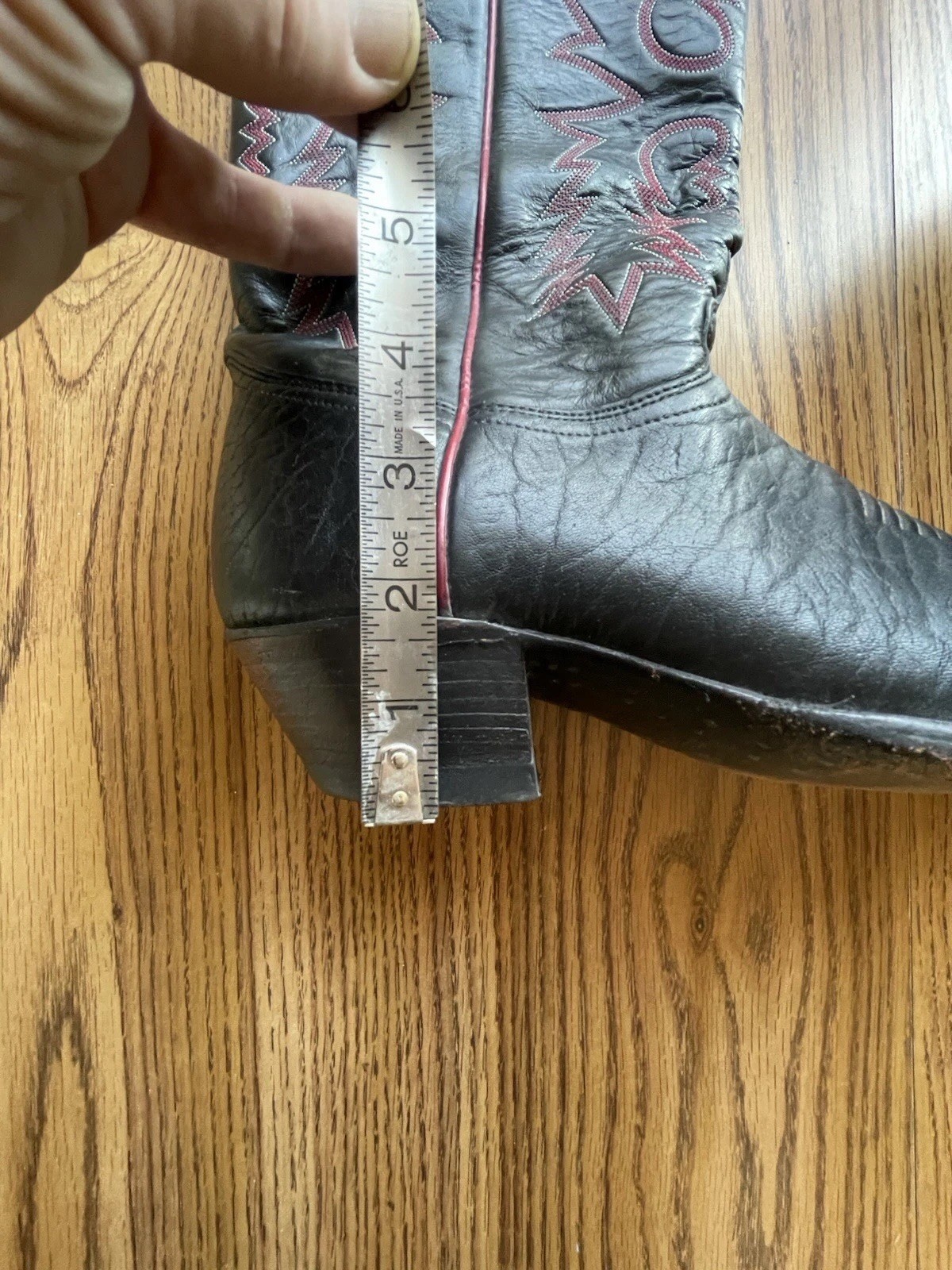 Vintage J. Chisholm Cowboy Boots 10D Black Leather