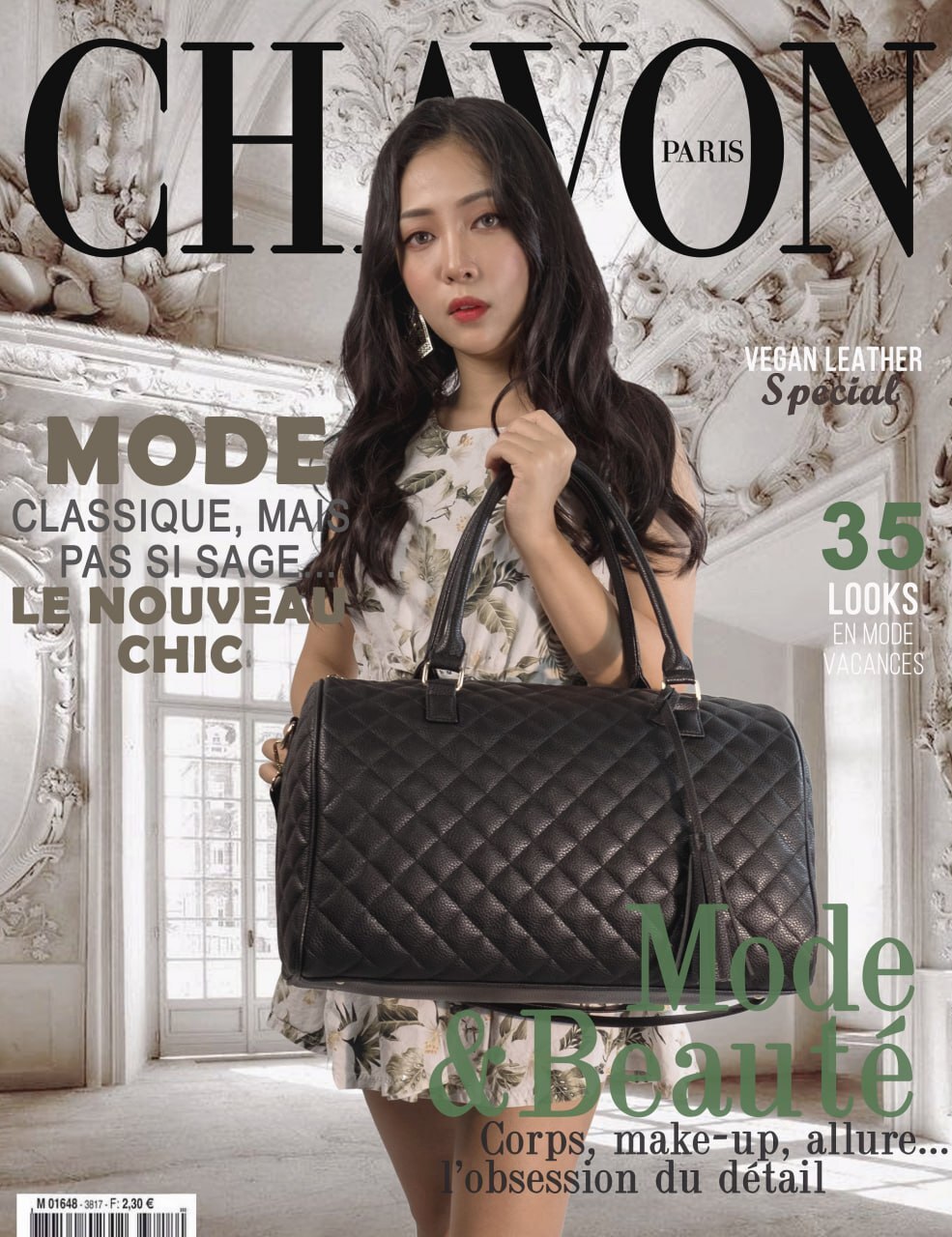 CHAVON Travel Weekender Duffle Bag for Women Quilted Vegan Overnight Carry On