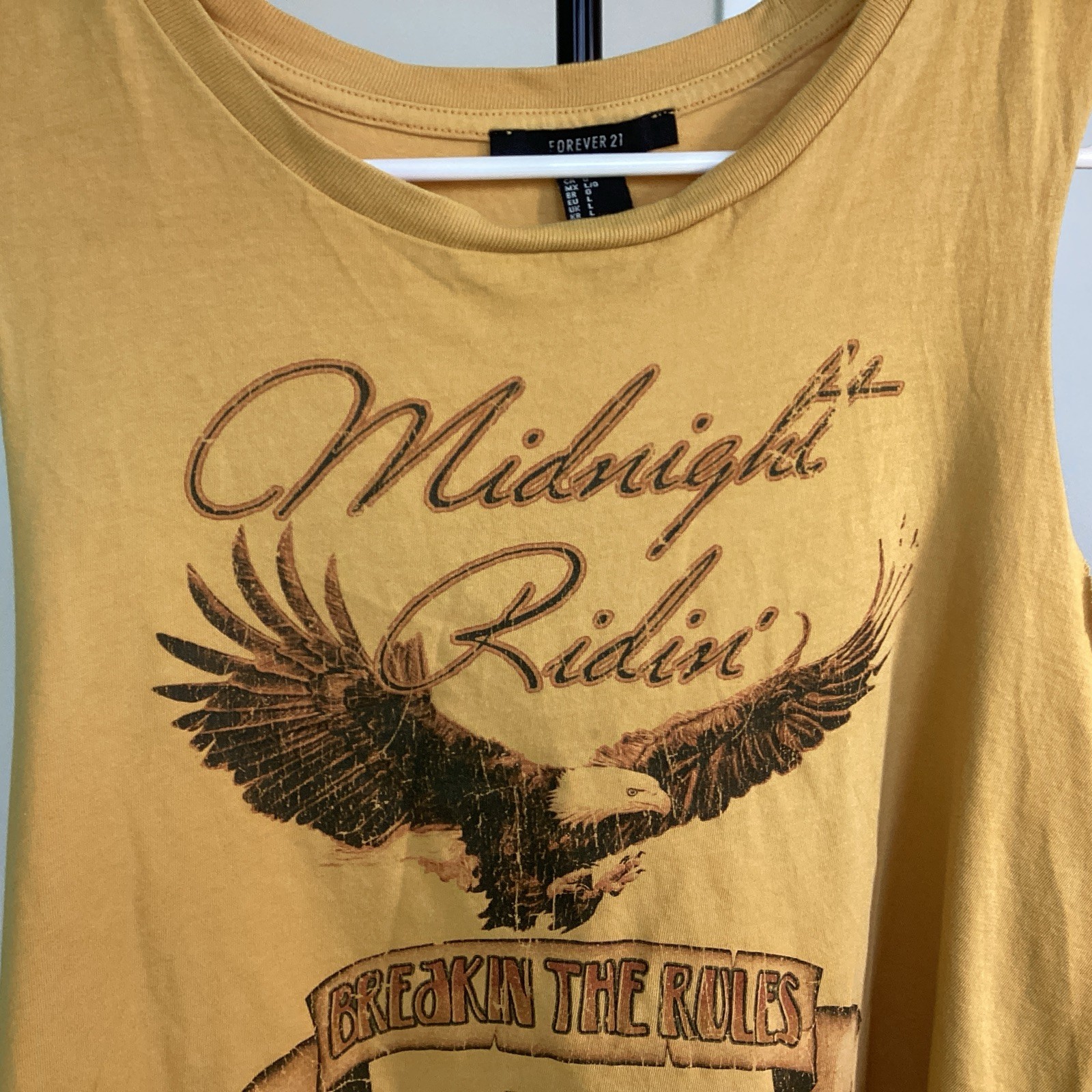 Forever 21 Eagle Graphic Low- High Crop Tank Top Size Large