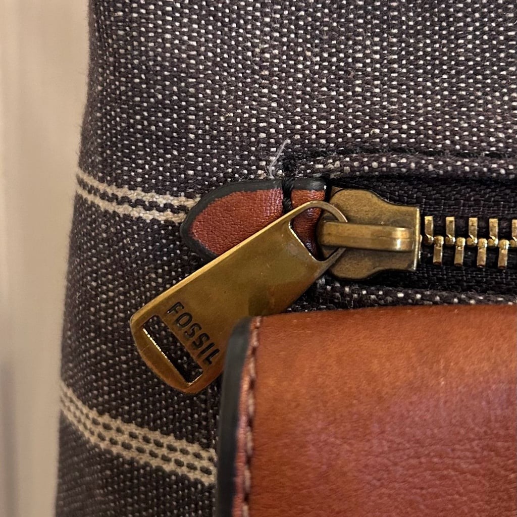 Fossil Kinley Striped Canvas and Leather Crossbody Bag