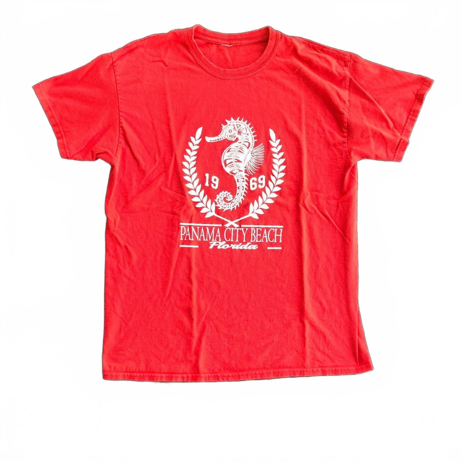 Red Panama City Beach 1969 Florida Seahorse Graphic T-Shirt