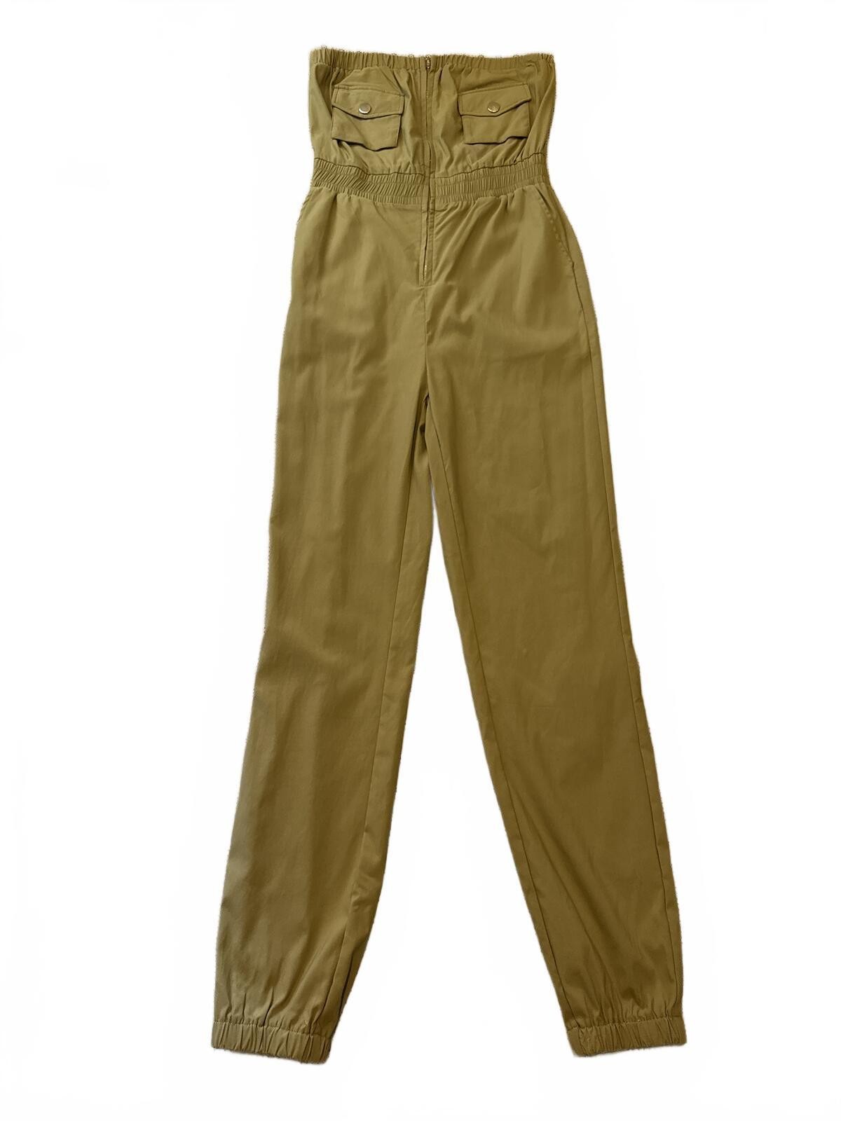 AKIRA Olive Strapless Cargo Jumpsuit with Snap Flap Pockets NWT Medium