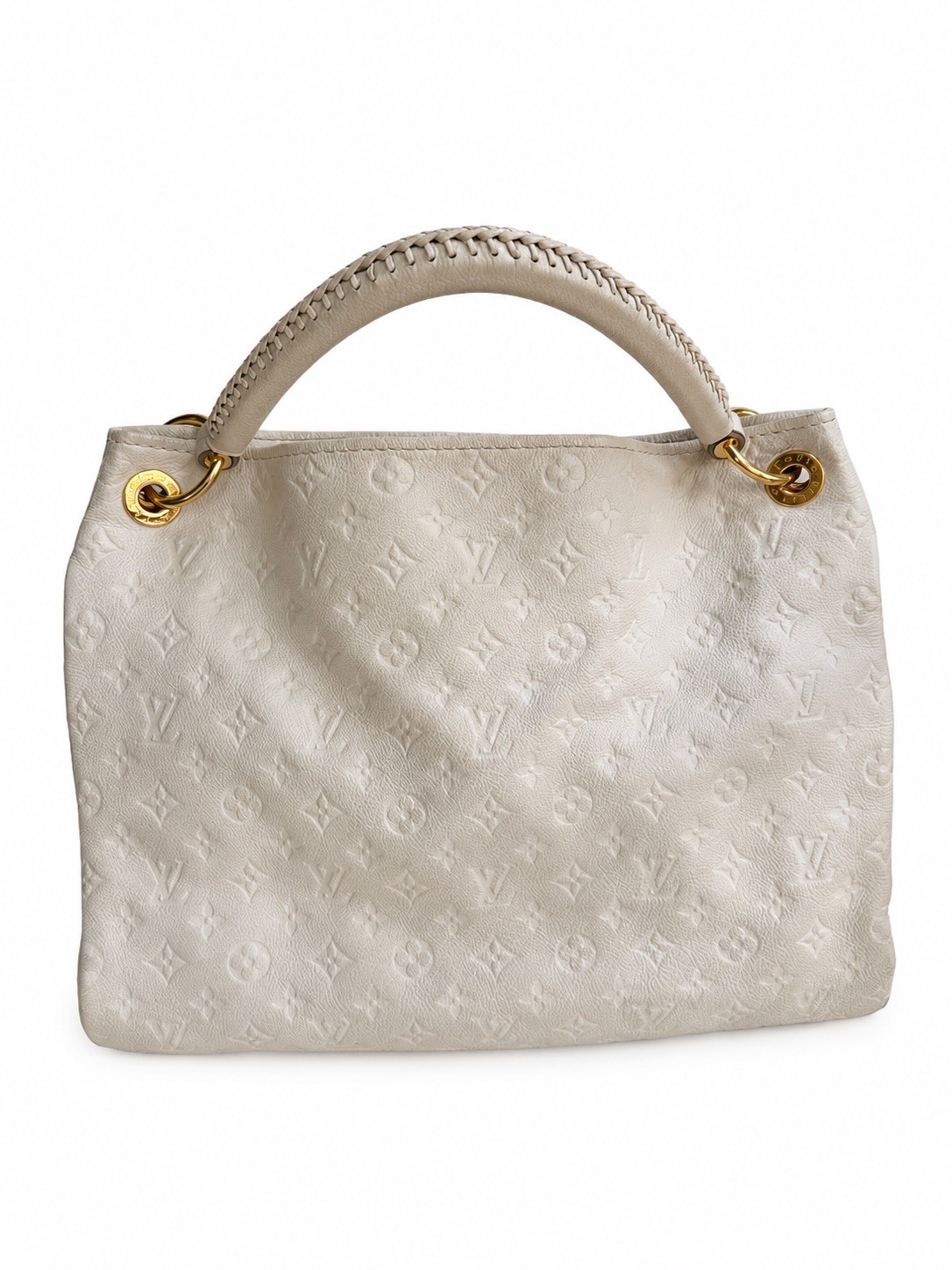 Authentic Louis Vuitton Artsy MM Monogram Empreinte Leather Shoulder Bag – White