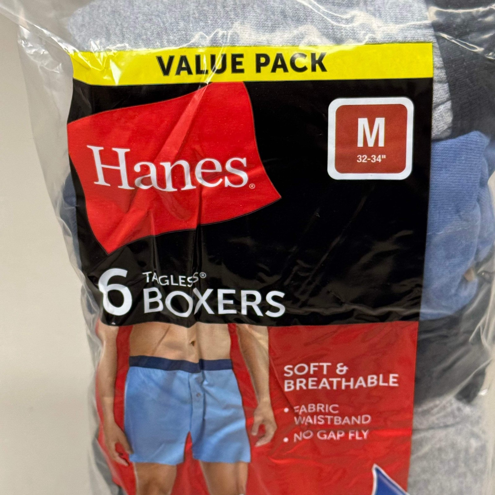 HANES (6 PACK!) Men’s Boxer Briefs Sz M 32-34″ Black/Blue/Grey MKCB06