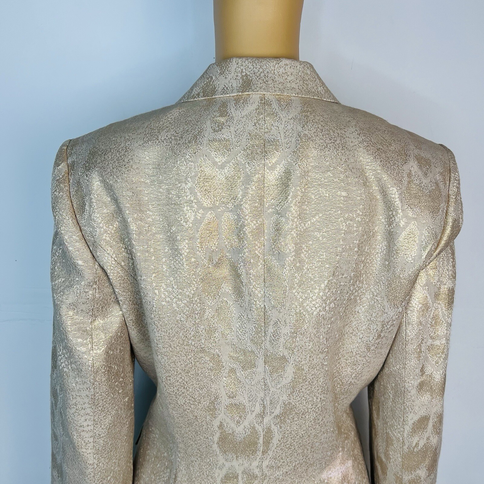 John Meyer Polyester Rayon Metallic Skirt Suit Size 10 Gold Floral Cocktail New